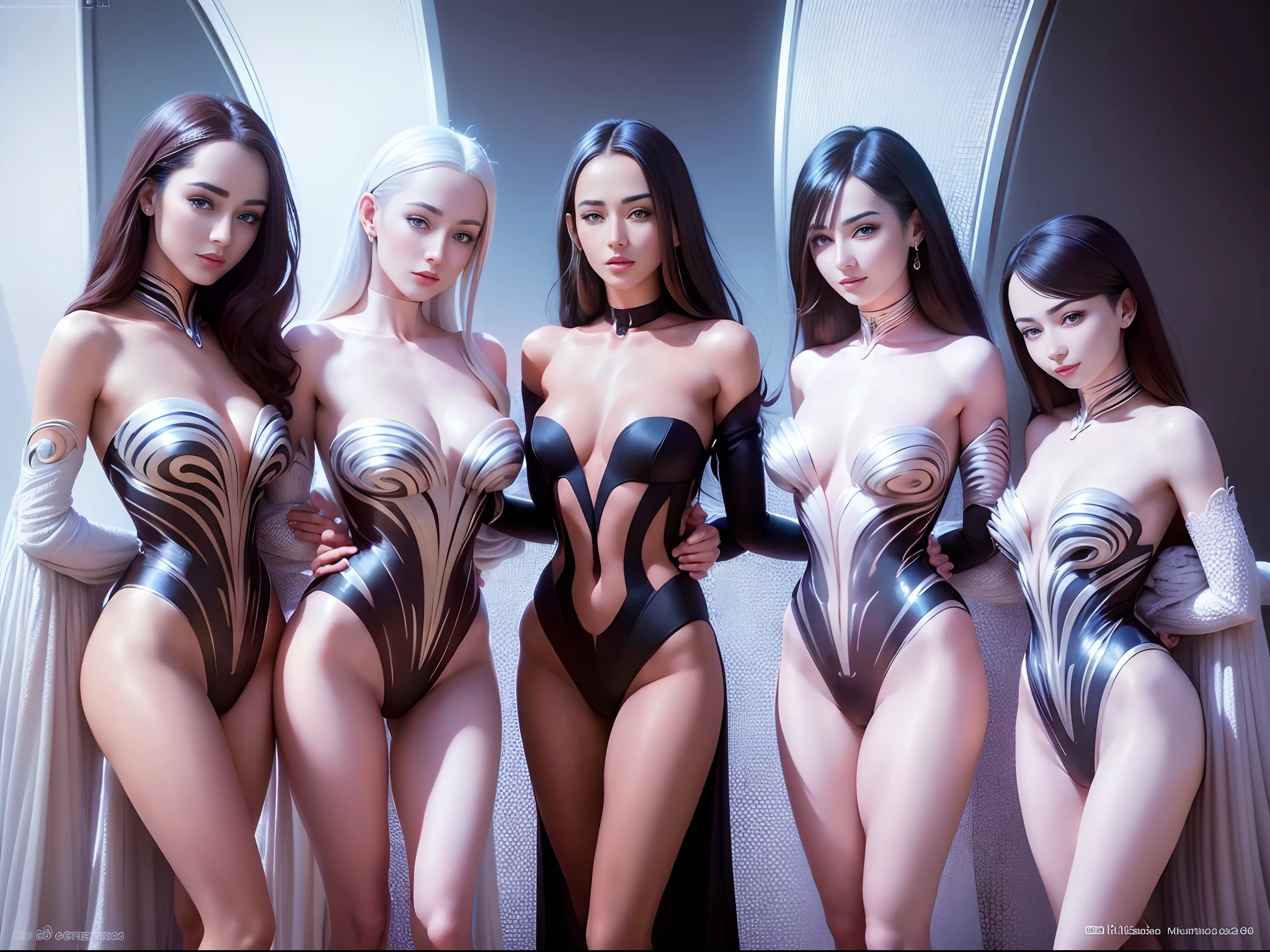 (masterpiece), realistic, beautiful face, cinematic light, bangs, 2 beautiful sisters, full body, from above and side, BBQ, cook seafood , outdoor,  lakeside, beautiful eyes, silver hair, perfect anatomy, very cute,  (blue eyes) , bioluminescence, 8 life size,8k resolution, human hands, elegant, approaching perfection, dynamic, highly detailed, character sheet, concept art, smooth, facing directly at the viewer positioned so that their body is symmetrical and balanced, stunningly beautiful teenage girl, detailed hairstyle, fractal art, god ray, 10yo, endured sadness expression, open mouth and stick out tongue, castle ruins, airplane and contrail, rainbow, winter, naked