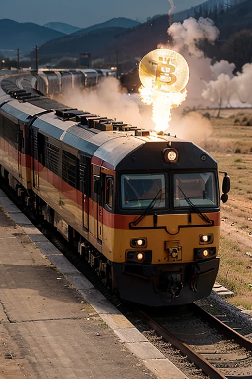 logo bitcoin, long train, logo, btc
