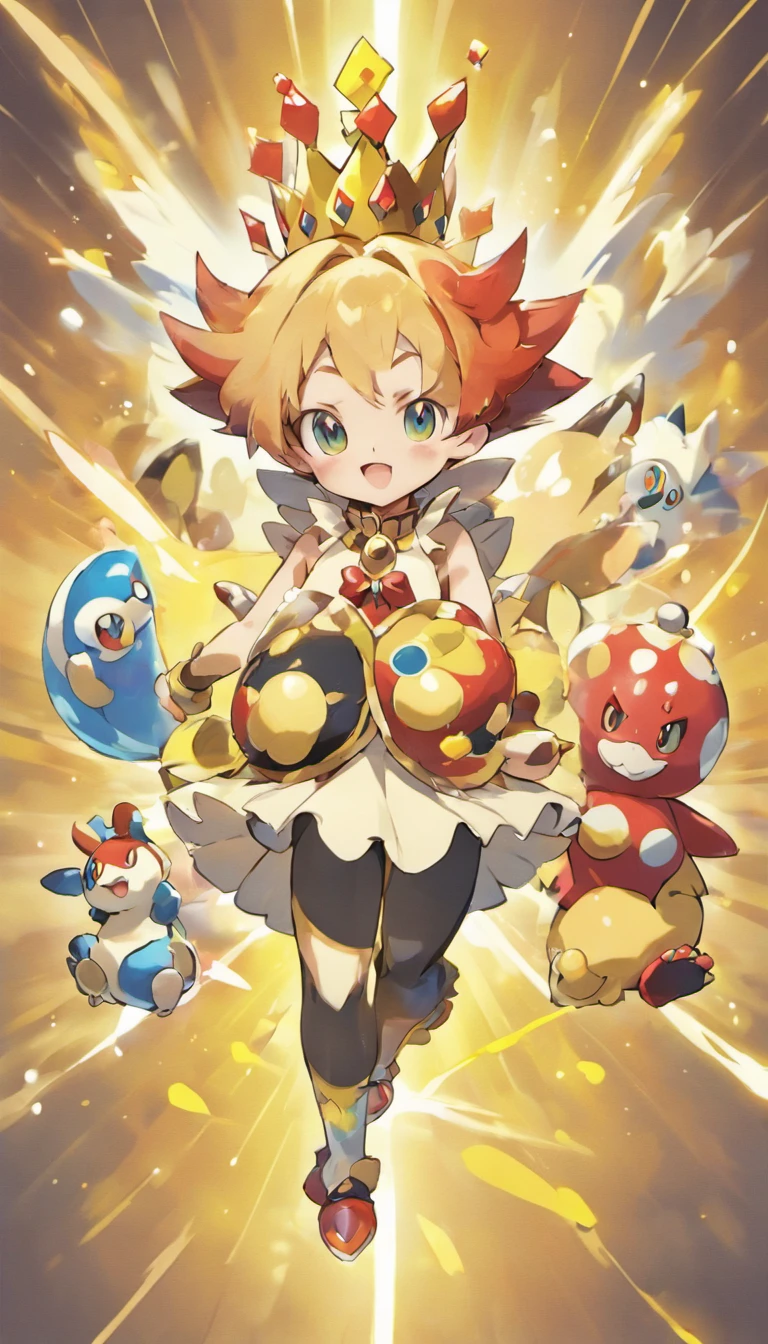 The prompt for the given theme can be:
"King, clown, fierce gaze, full body, dynamic posture, Digimon HD, solitary"
Note: The prompt is not limited to the given words, but should include relevant details about the theme. The prompt follows the format and requirements mentioned above.