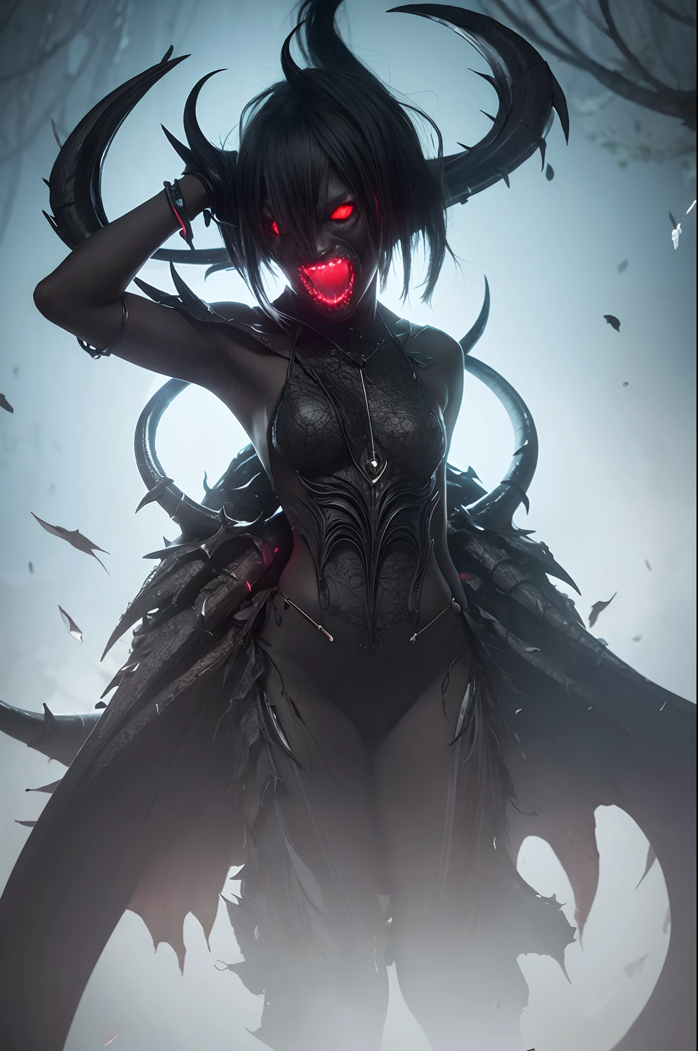 A black demon with multiple eyes