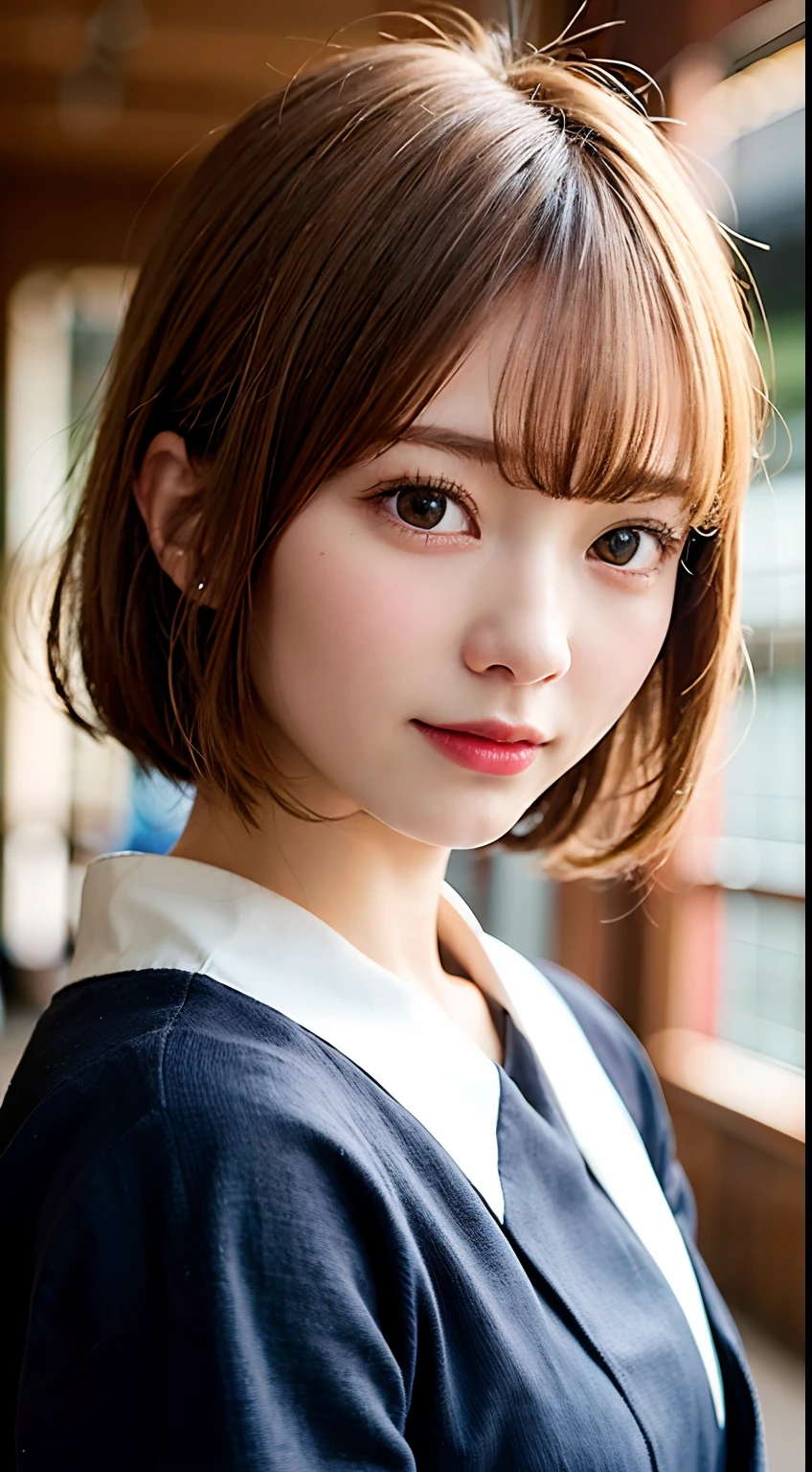 (8K, Raw photo:1.2), Detailed face and eyes,Best Quality, 超A high resolution, Highly detailed ,intricate detailes ,masutepiece ,Cute Girl , Soft cinematic light, Hyper-detailing,Sharp Focus, High quality, Blonde hair, bob cuts, Yukata