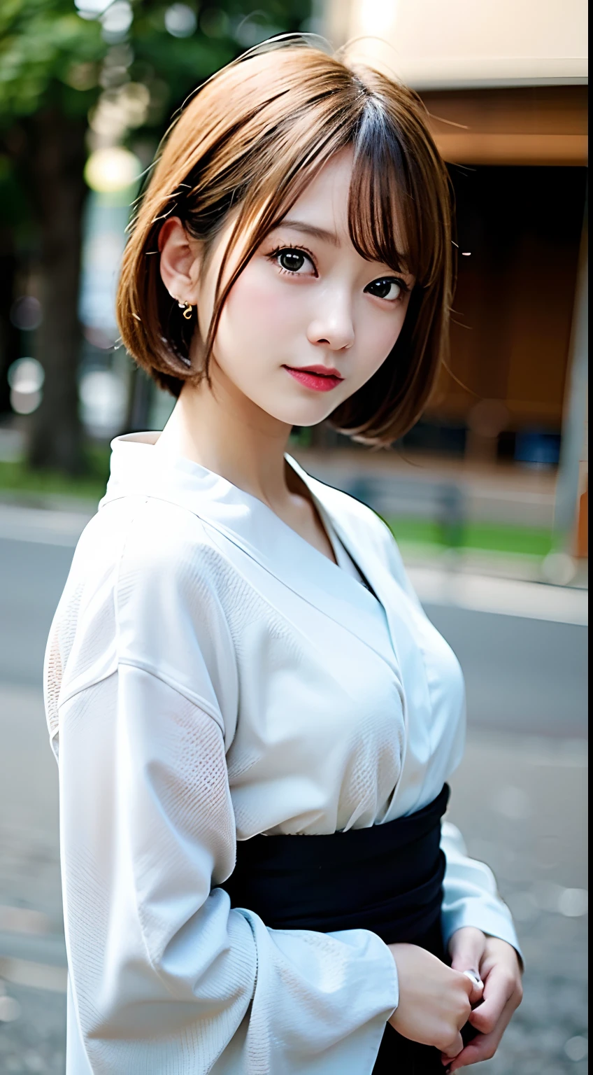 (8K, Raw photo:1.2), Detailed face and eyes,Best Quality, 超A high resolution, Highly detailed ,intricate detailes ,masutepiece ,Cute Girl , Soft cinematic light, Hyper-detailing,Sharp Focus, High quality, Blonde hair, bob cuts, Yukata