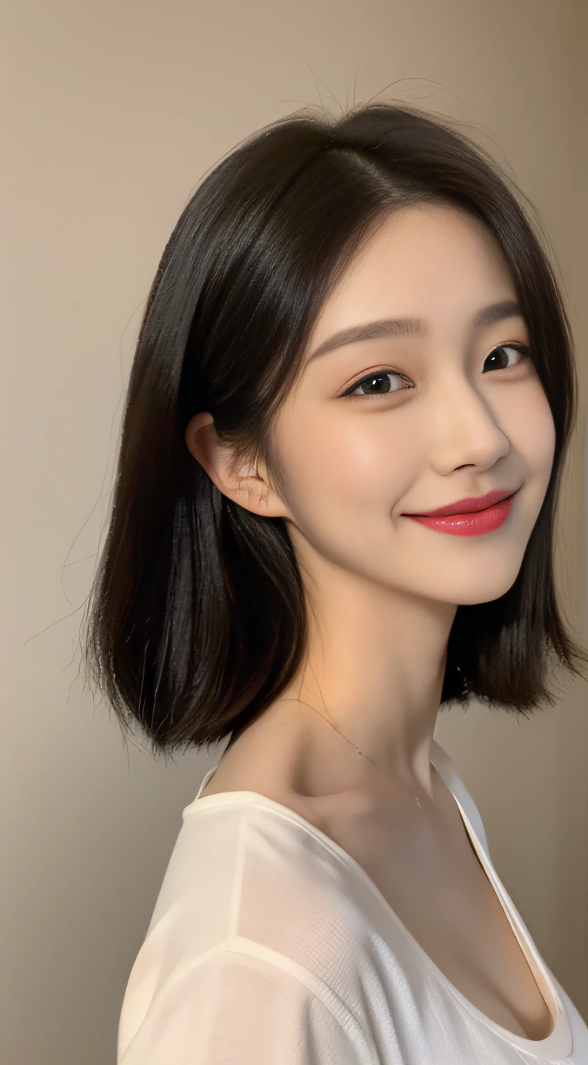 ((Top Quality, 8K, masterpiece: 1.3)), 1woman, 20yo, Korean female idols: 1.5, Slender abs beauty: 1.3, (Hairstyle casual, large full breasts: 1.1), S-line body, Perfect Body:1.3, Full Makeup: 1.1, casual:1.3, Ultra-fine face, A detailed eye, Double eyelidd, Sorrisos, Location Random: 1:2, dimple, Shoes Random:1.3, Profile:1.3