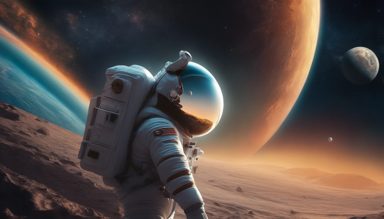 HD details, Close up of a man in a spacesuit, planets in the background, Psychedelic Cosmic Horror, psychedelic illustration, cosmic space, plants growing, The world of psychosis, Background Space Graphic Art, Space Illustration, cosmic space, Cosmic LSD Poster Art, DMT space behind, Space Scene, Surreal space, Space style