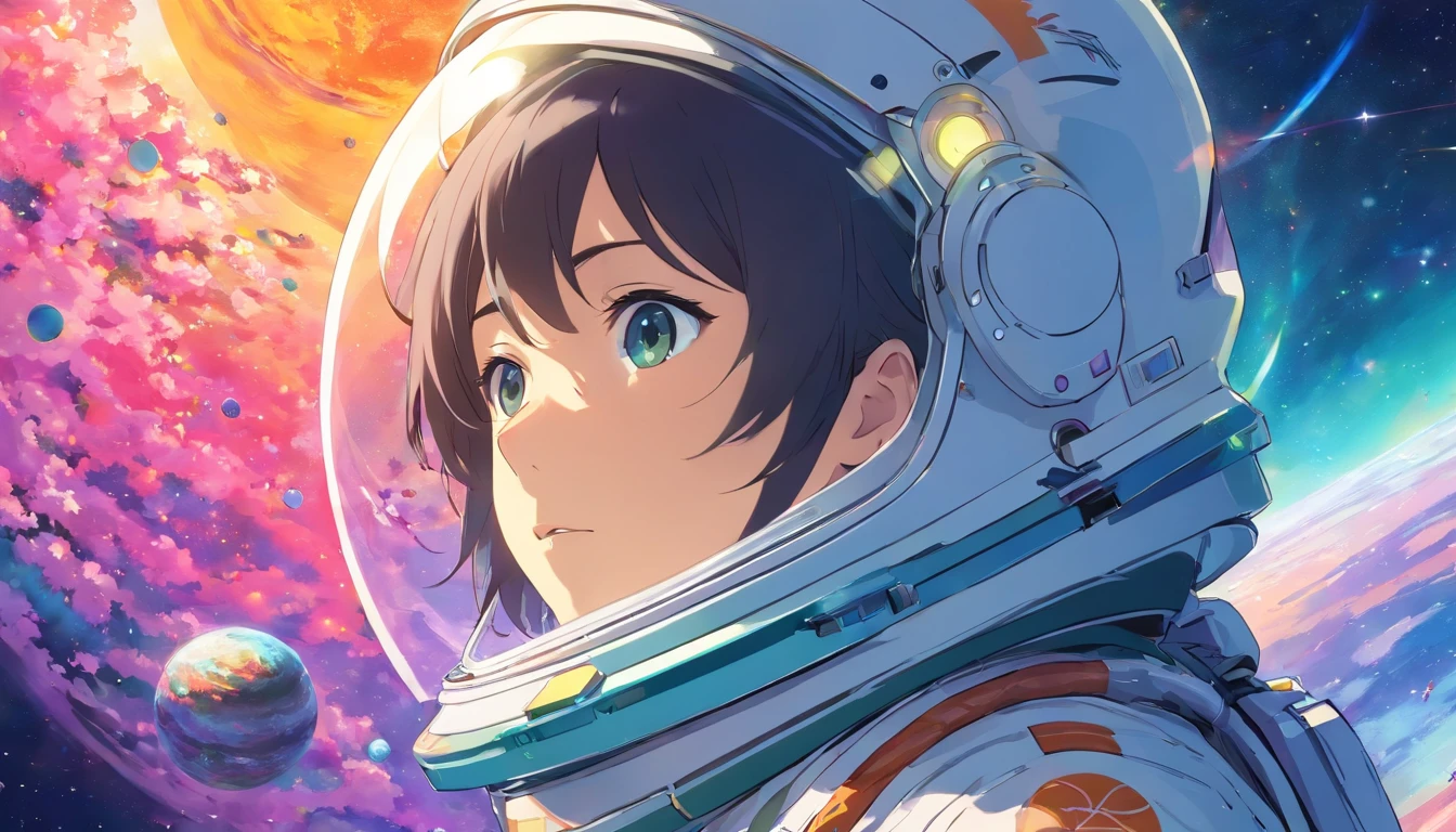 HD details, Close up of a man in a spacesuit, planets in the background, Psychedelic Cosmic Horror, psychedelic illustration, cosmic space, plants growing, The world of psychosis, Background Space Graphic Art, Space Illustration, cosmic space, Cosmic LSD Poster Art, DMT space behind, Space Scene, Surreal space, Space style