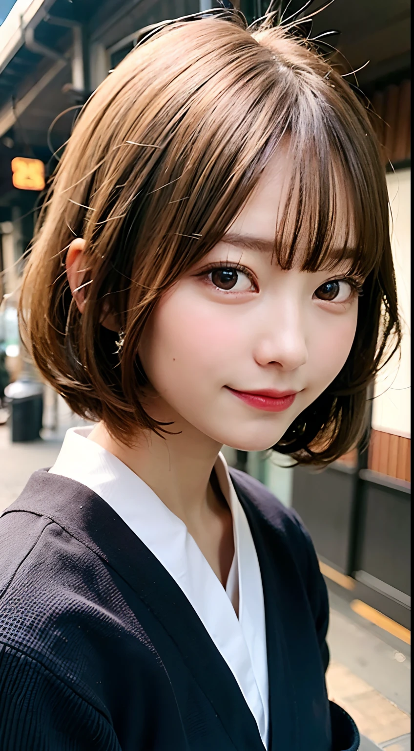 (8K, Raw photo:1.2), Detailed face and eyes,Best Quality, 超A high resolution, Highly detailed ,intricate detailes ,masutepiece ,Cute Girl , Soft cinematic light, Hyper-detailing,Sharp Focus, High quality, Blonde hair, bob cuts, Yukata