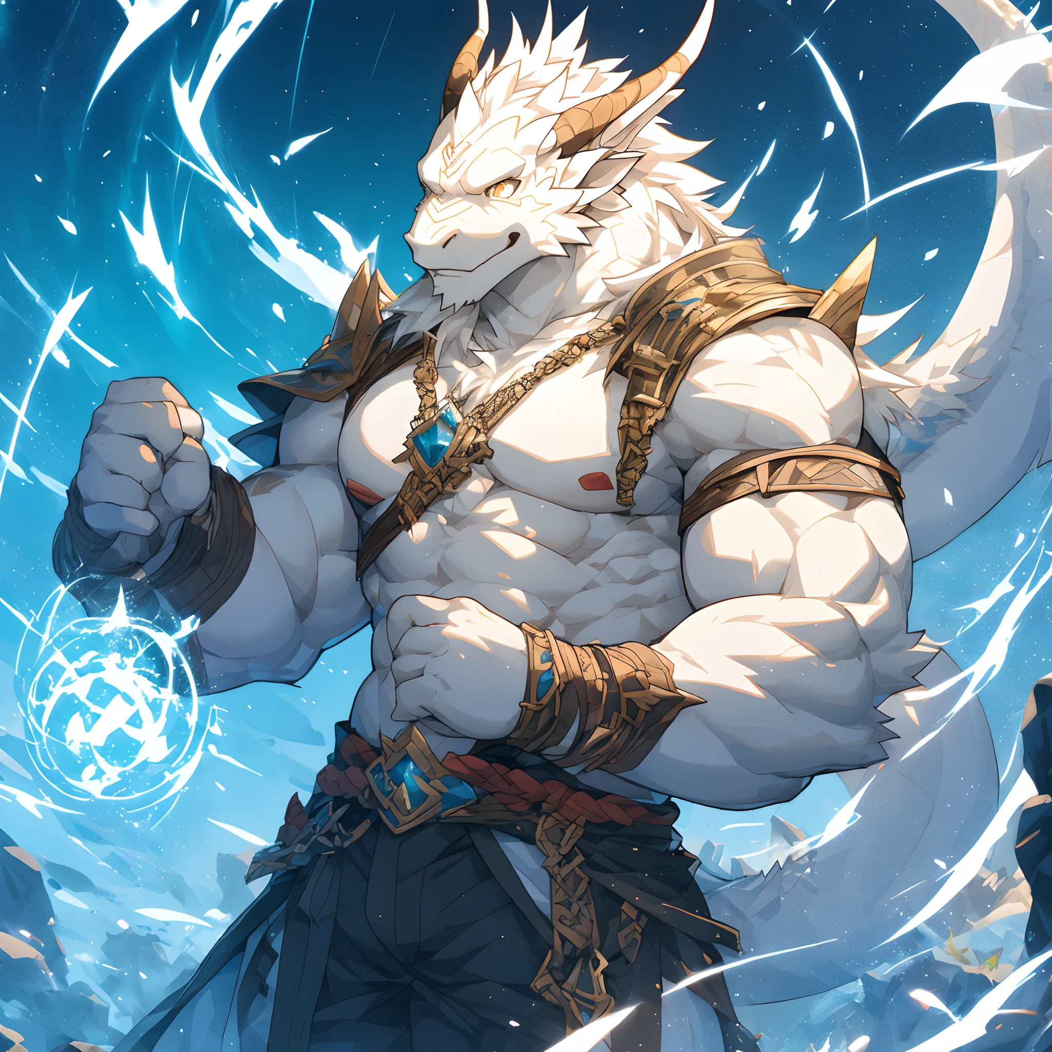 solo person,Male,Fit and fit,White Dragon Orcs, Magic Array