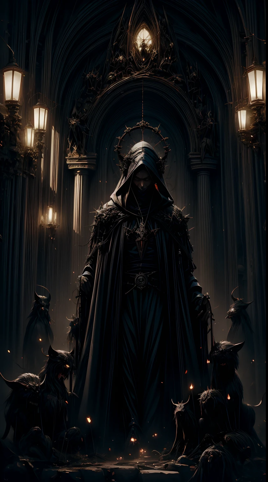 st Anthony sits in the entrance of a cave deep in meditation, demons torment him from all sides, desert facing front, torch light, morbid, dark, very detailed, rendered in octane, wet, dense atmospheric, epic, dramatic, empty, creepy, photorealistic, hyperornate details --ar 9:16 --q 2 --v 5a --q 2 --v 5 --s 750