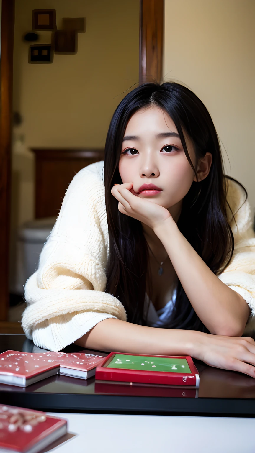 Best-quality, Masterpiece, Ultra-High-Resolution, (Photorealistic:1.4), Raw-Photo, Extremely-Details, Perfect-Anatomy,
1girl, 16-years-old, the most popular Japanese actress, in her room, portrait, (((((very completely drunk, high on illegal drugs))))),
extremely beautiful face like a most famous Japanese actress, extremely beautiful big black solid circle eyes, extremely beautiful lips, extremely beautiful black hair, extremely beautiful realistic skins,
detailed drunken face, detailed drunken eyes, detailed lips, detailed hair, detailed skins