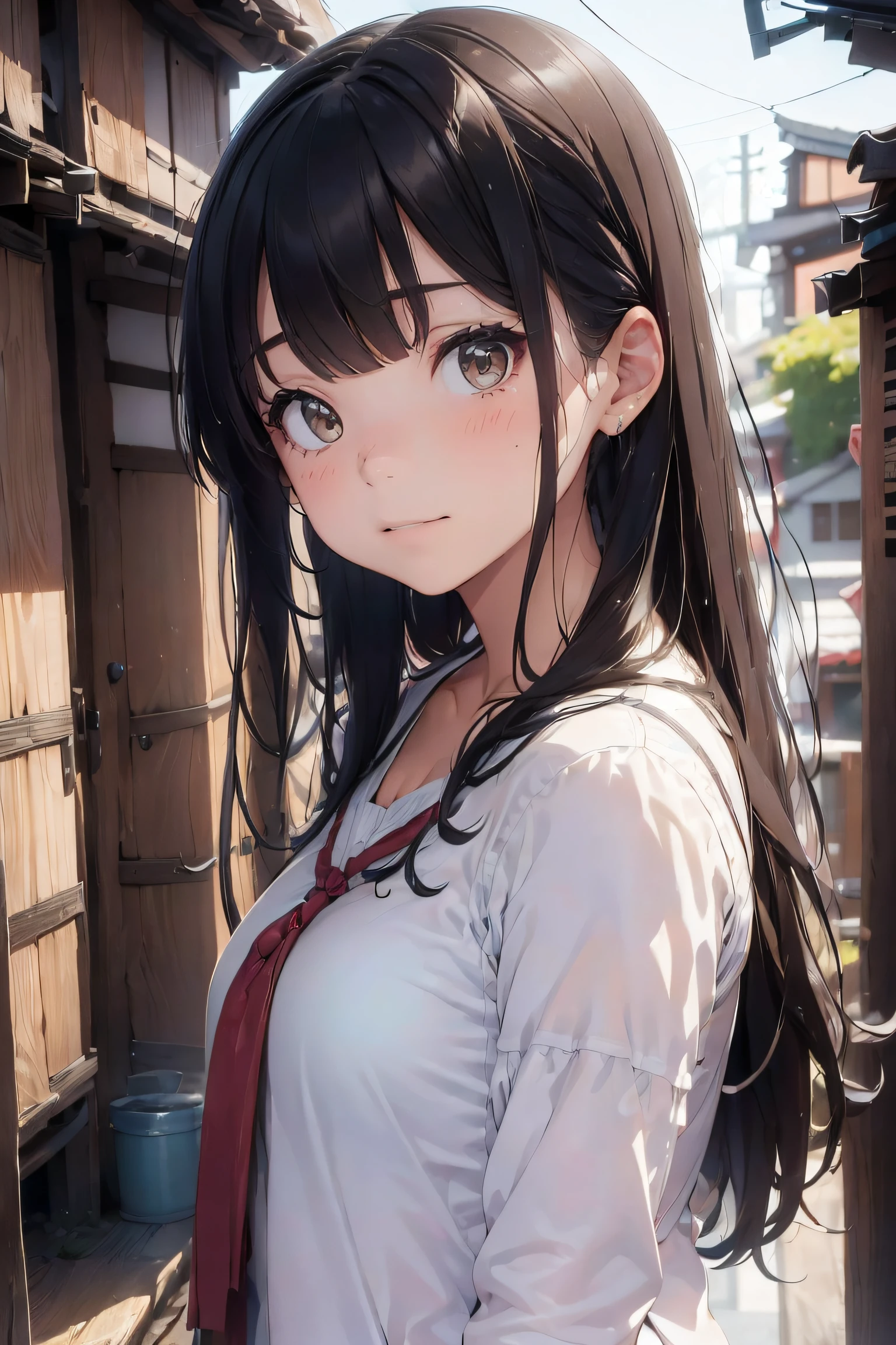 (high resolution:1.5), 4k, (long hair), (bangs), 22 years old, japanese