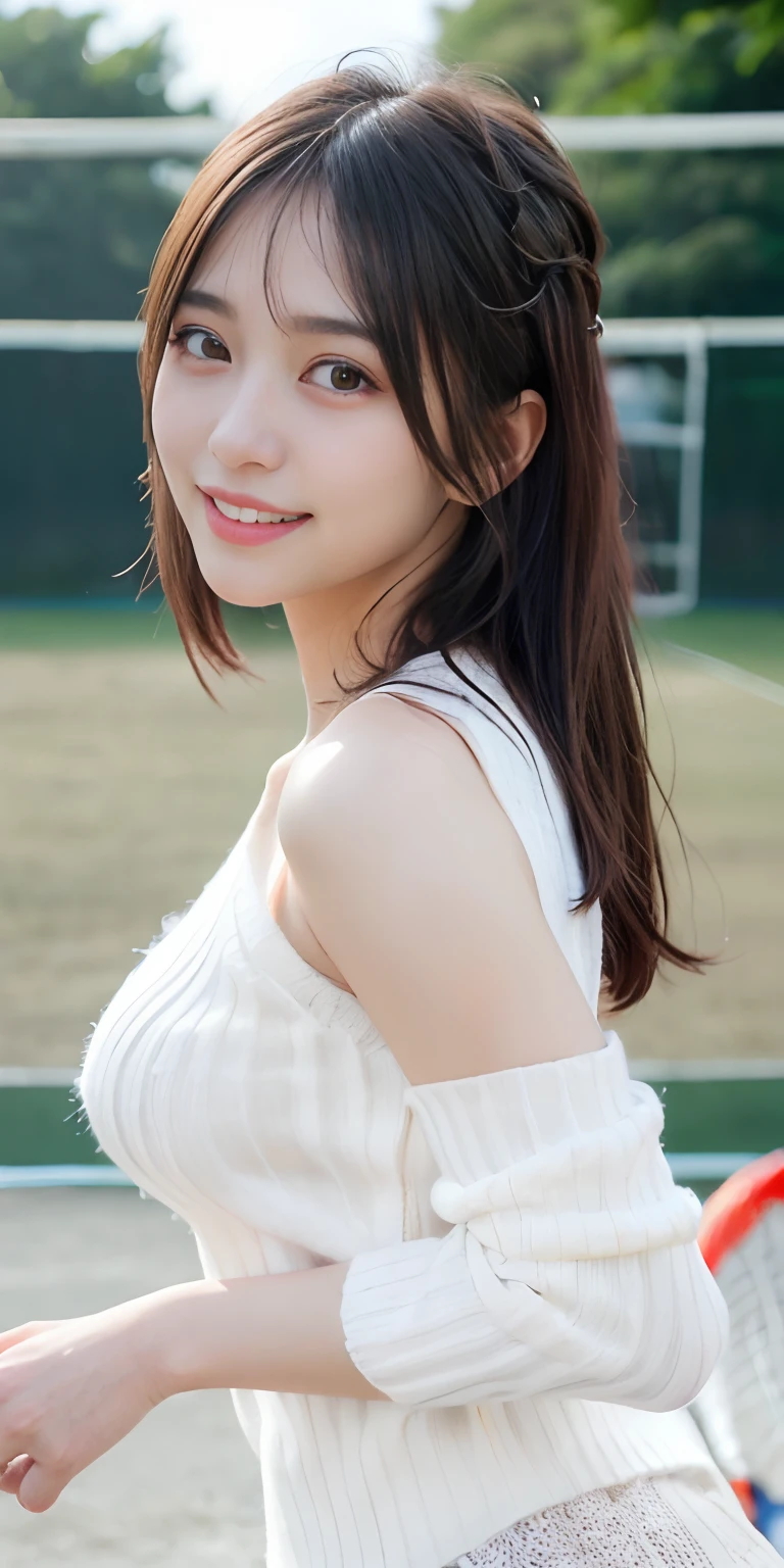 masutepiece, Best Quality,
Ultra-detailed, finely detail, hight resolution, in 8K,
((Photorealsitic:1.4, Raw photography, 超A high resolution,Top image quality: 1.4)),
Wallpaper,
((Perfect whole body configuration1.5)),
Beautiful detailed eyes, Natural Color Lip,
((a serene smile:1.5)),
((Random and cute hairstyles)),
((rather large breasts、You can see the chest:1.2)),
((from the front side:1.5)),
((breastsout、under look eyes、breastsout、Mole on the arm:0.9)),
((Random blurry background)),((the setting sun)),((Put your fingertips to your lips)),
((Random and cute facial expressions)),,
very detailed and professional lighting、
Perfect dynamic composition, Beautiful detailed eyes,((turned around:1.5)), ((White knitwear:1.5))、((long court:1.6)),((micromini skirt:1,5)),((Smile,Harajuku)),((stares at the camera))