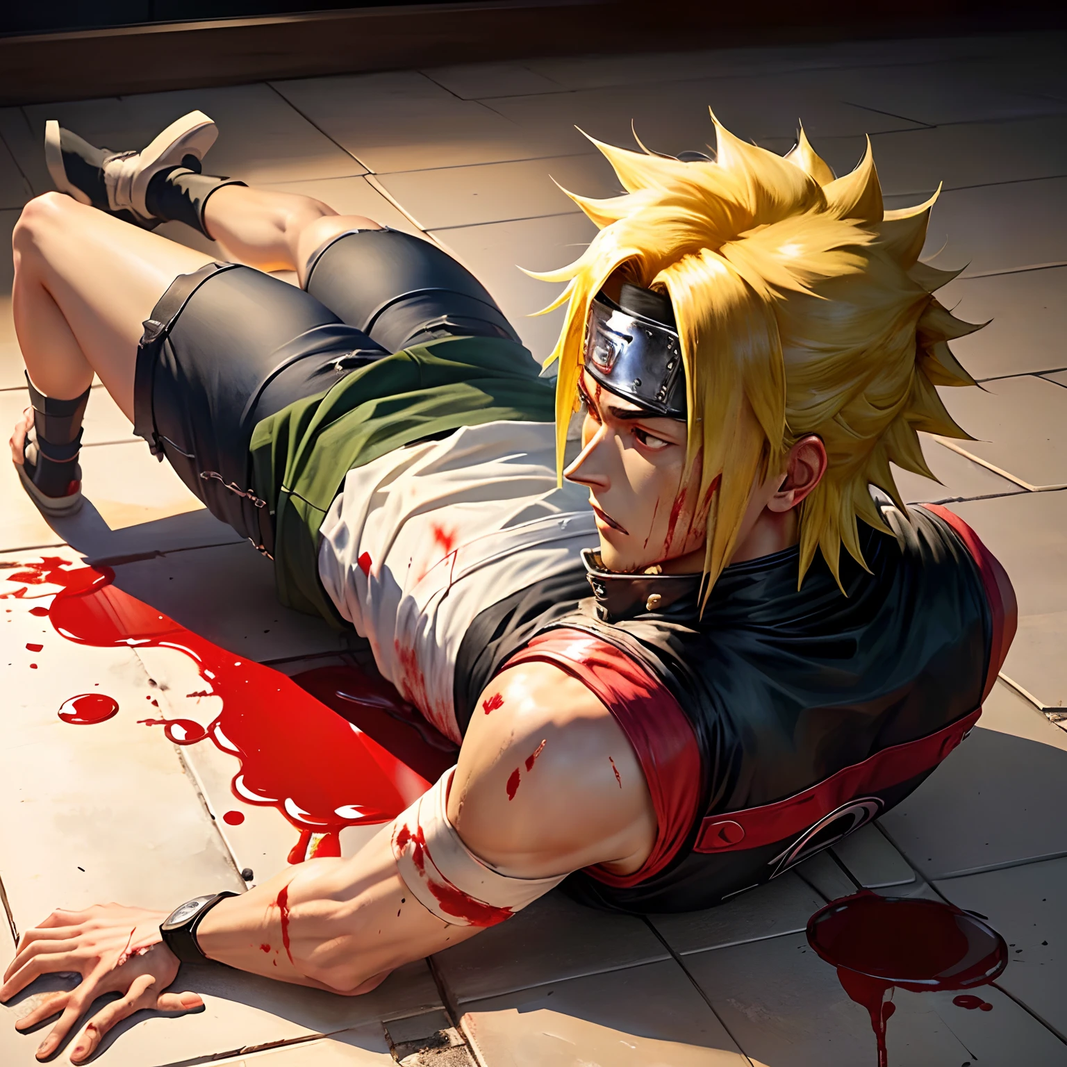 sasuke killing naruto full of blood in the floor