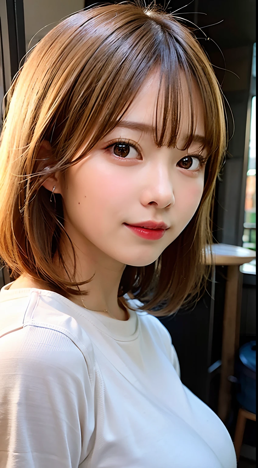 (8K, RAW Photos:1.2), Detailed face and eyes,最high quality, Ultra-high resolution, Very detailed ,Intricate details ,Tabletop ,pretty girl , Soft cinematic light, Hyper Detail,Sharp focus, high quality, Blonde, Bobcut,  outside, rainに濡れる, rain, Clothes get wet, Hair gets wet, Soaking wet