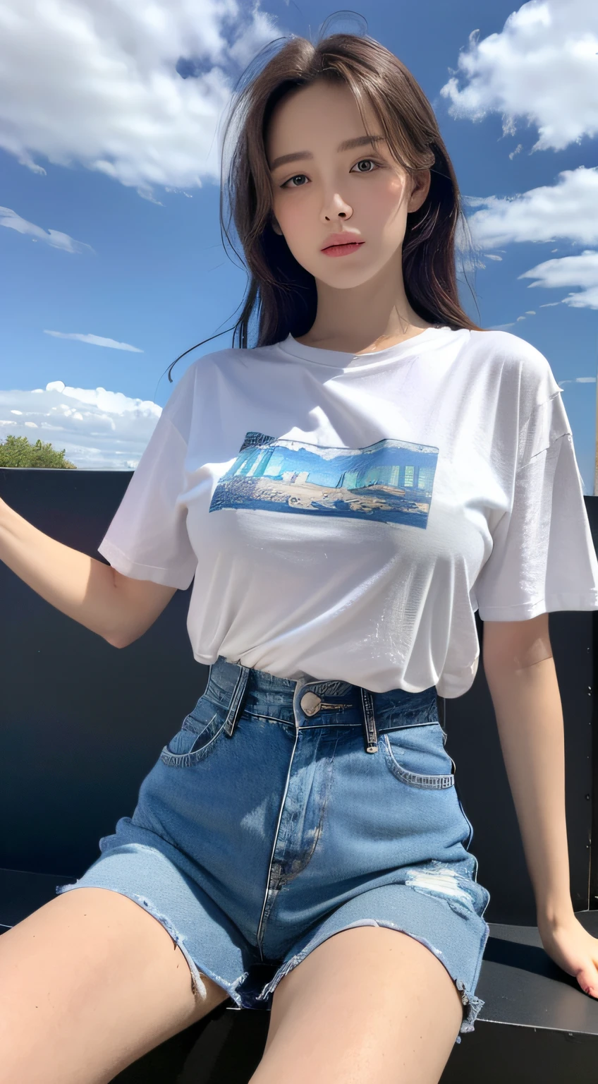 ((Best Quality, 8K, Masterpiece: 1.3)), (Japanese Cap: 1.3), Focus: 1.2, Perfect Body Beauty: 1.4, Buttocks: 1.2, (Layered Haircut: 1.2)), (Dark Street: 1.3), Highly Detailed Face and Skin Texture, Fine Eyes, Double Eyelids, Whitened Skin, Long Hair, (Round Face: 1.5), (Short Sleeves, Shorts: 1.6)