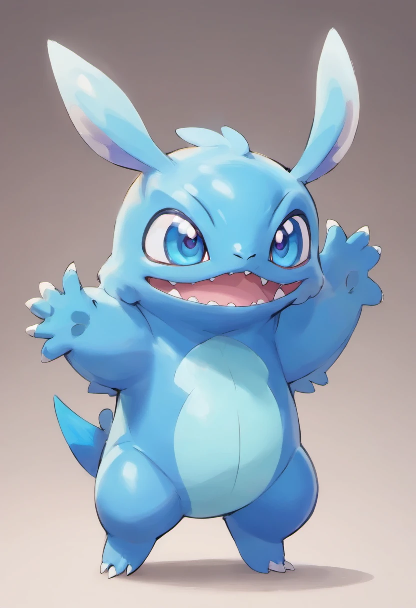a vaporeon, scared,naked, being devoured by a giant monster 