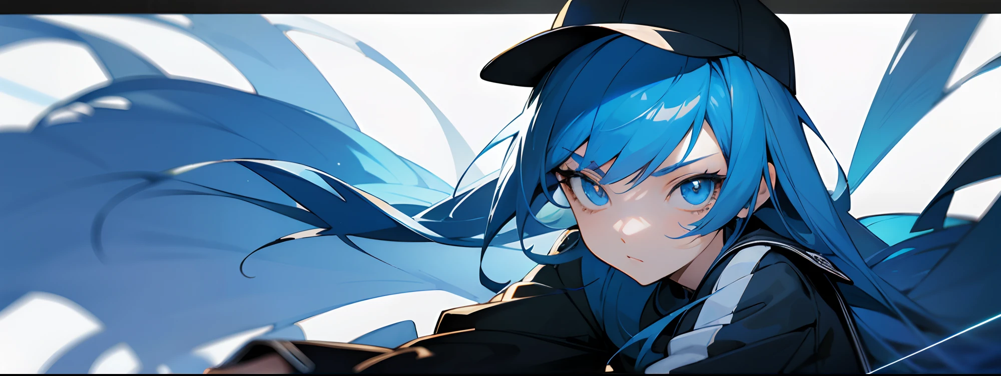 Anime girl in baseball uniform, idol, cheer girl, Baseball hat, Cool Beauty, glareing, Powerful eyes, Tall anime woman with blue eyes, Aura from the eyes, Bullish look, Cool anime woman with blue long hair, anime moe art style, Ai Kozaki, blue shining eyes, Anime Girl, Azure Blue Eyes, Young Anime Woman, shigenori soejima illustration, Yusuke Nomura Manga Art Style, bright blue eyes, a female anime character, Blue Eye. Anime, Anime Character --auto
