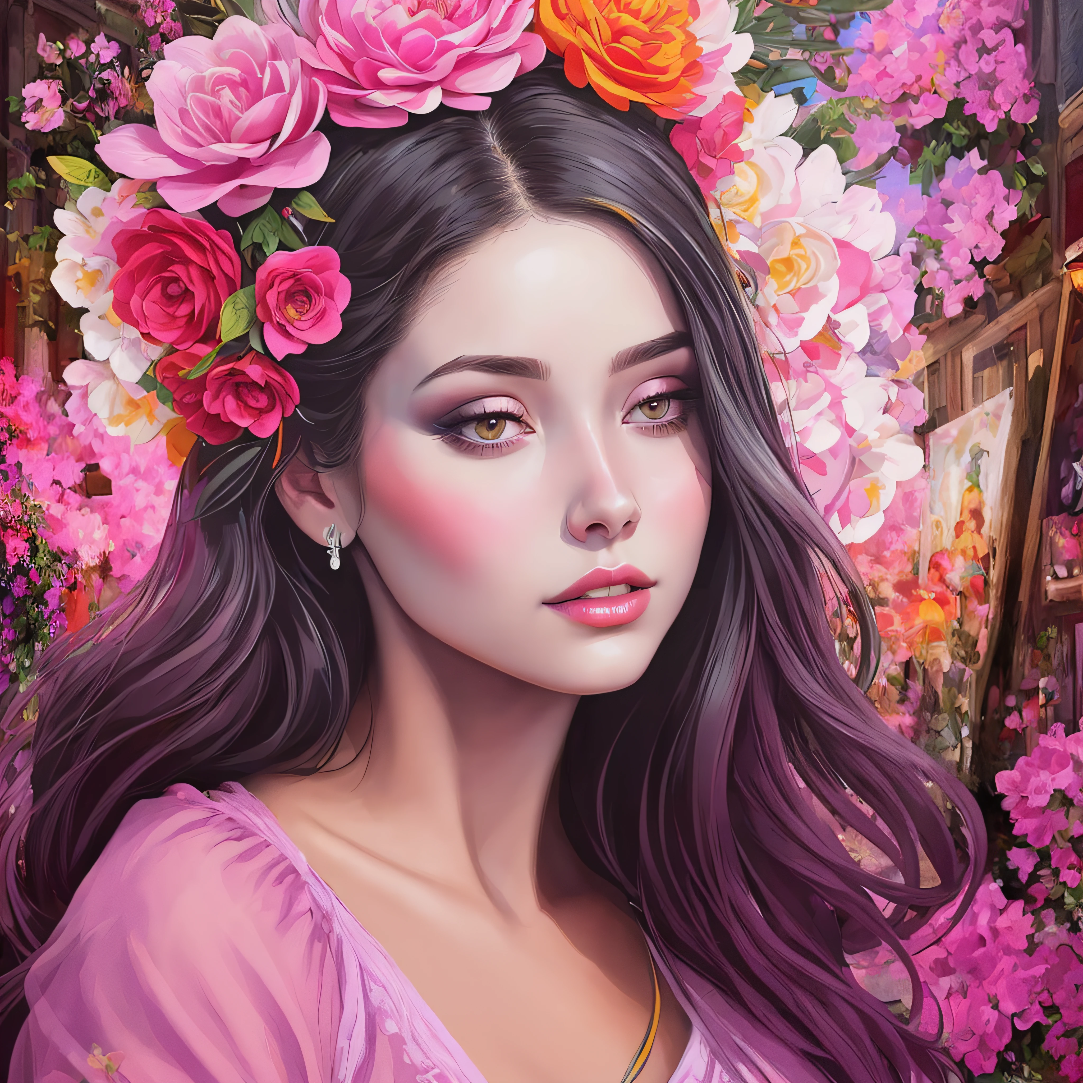 painting of a woman with a skull and flowers in her hair, in style of digital illustration, in style of digital painting, beautiful art uhd 4 k, beautiful digital art, beautiful gorgeous digital art, beautiful digital artwork, digital painting highly detailed, 4k highly detailed digital art, a beautiful artwork illustration, gorgeous digital art, highly detailed digital artwork