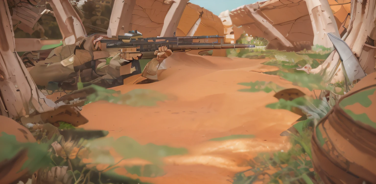 Masterpiece, Best quality, 1boys, Cowboy shot, Delicate eyes, army suit,  AK-47, akm, kalashnikov_rifle, Assault_rifle, Holding_Gun