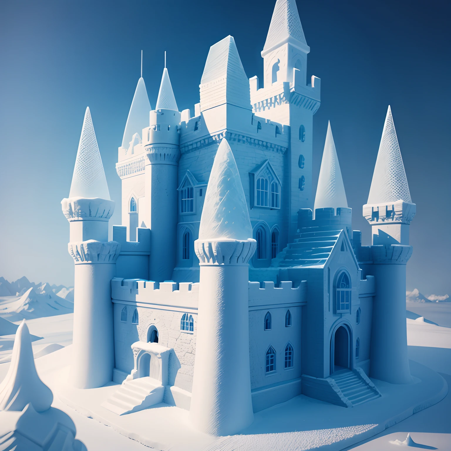 Castle keep made of ice sculptures