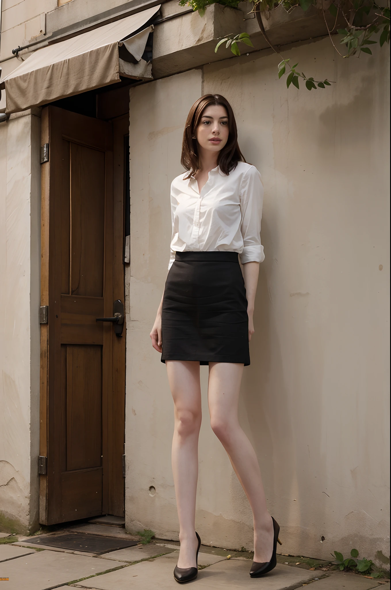 A full-body shot of anne hathaway