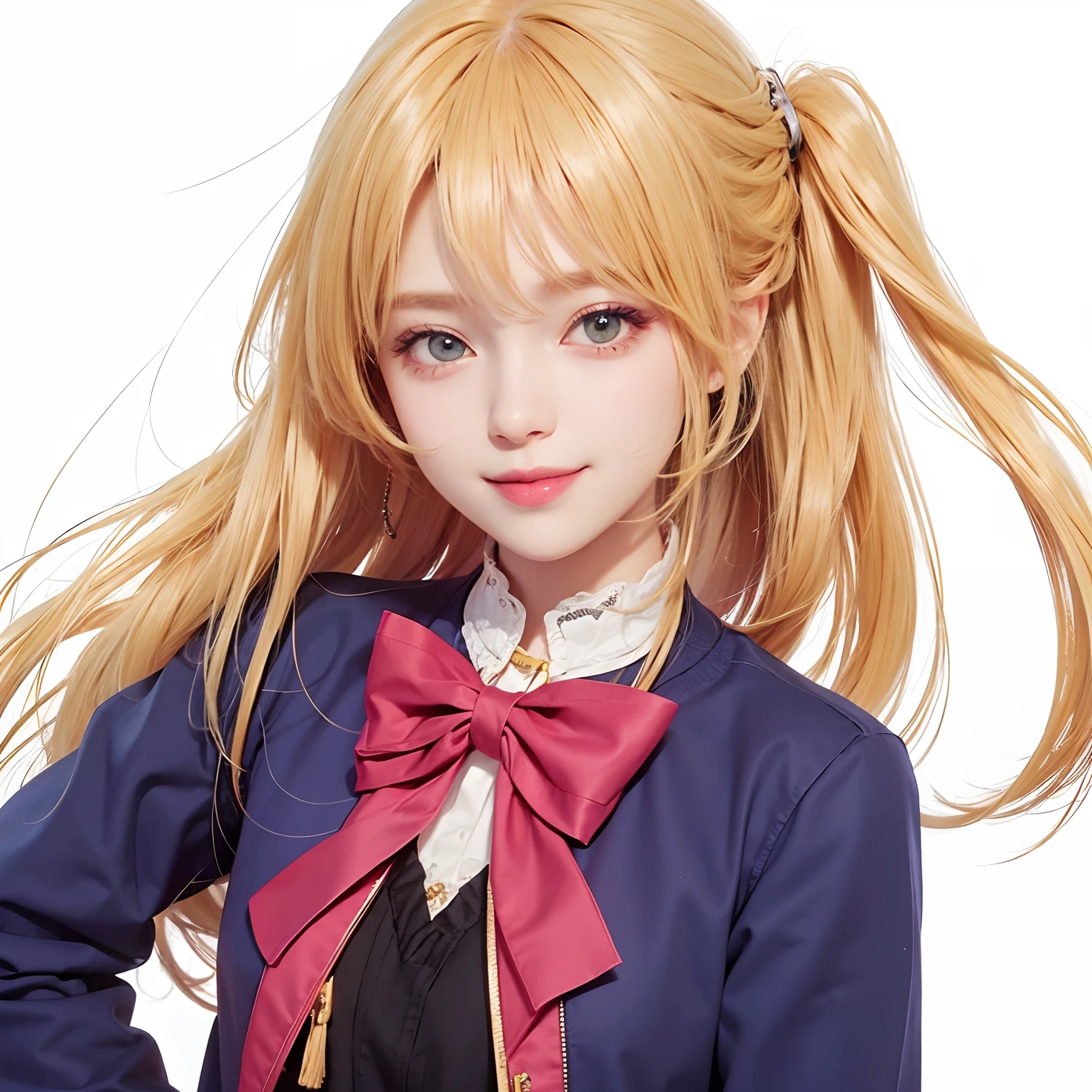 Anime girl with long blonde hair and a bow tie - SeaArt AI