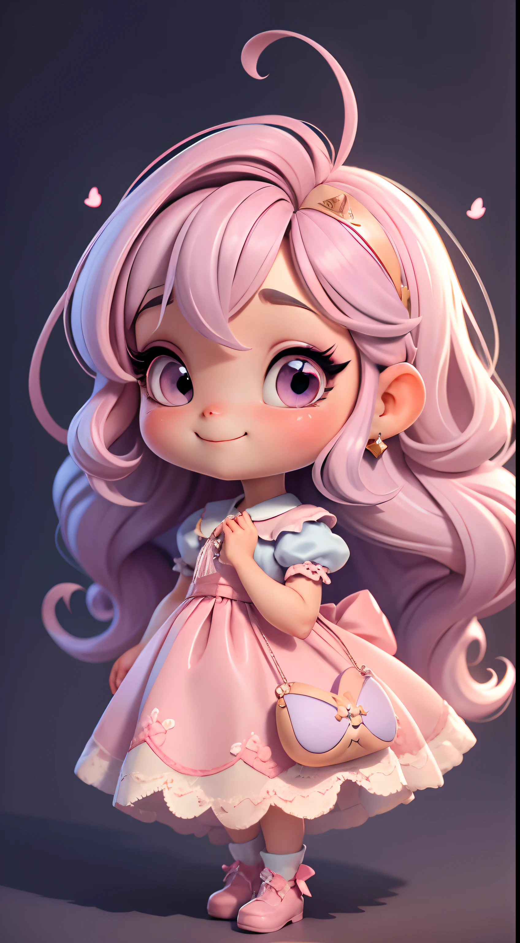 Create an 8K version of Alice's baby loli character.

Boneca Chibi Alice: Deve ficar charmoso e bonito, Preserve the iconic elements of the original character. Alice Chibi deve ter um rosto redondo com grande, olhos brilhantes, long eyelashes and rosy cheeks. Seu cabelo deve ser curto e tons brilhantes de castanho claro ou claro.

vestido bonito: Dress up chibi Alice in a beautiful and elegant dress in shades of pink or lilac . O vestido pode ter babados, renda & Detalhes, referring to the theme of Wonderland. Add loops or ribbons, Para dar um toque de delicadeza.

avental & arco: Adicione um avental branco sobre o vestido de Alice Chibi, It is tied at the waist with a thin bow. O avental pode ter pequenos detalhes, como bolsos ou bordados finos.

Meias e sapatos bonitos: Complete o look chibi de Alice com meias listradas azuis e brancas ou detalhes divertidos. standingn, Coloque sapatos de boneca bonitos, com gravatas ou fivelas.

Magic Accessories: Add charming accessories to Alice's chibi, like a bow in the hair or a tiara with Wonderland details. You can also get your hands on beautiful themed accessories.

Certifique-se de adicionar sombras, Texturas e detalhes nos cabelos, Alice Chibi's clothes and accessories, to make it even more charming and charming. Give him a smiling expression and a sweet smile on his face, Capturing the essence of the character in a subtle and charming way.