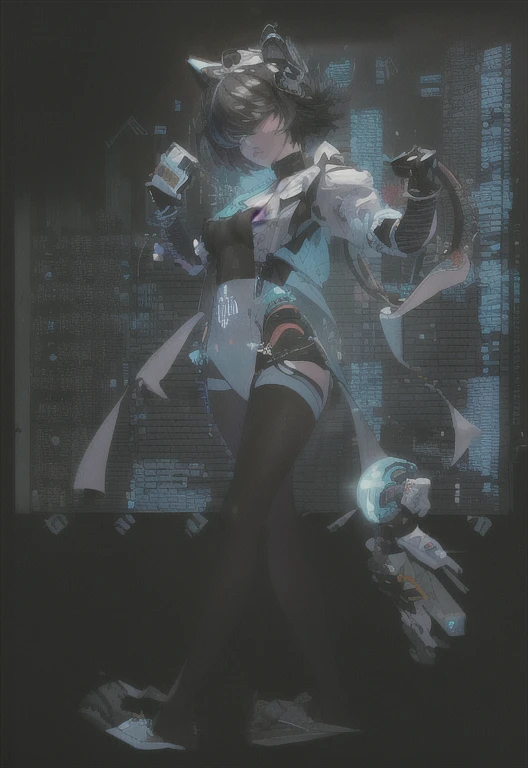 ((La mejor calidad)), ((obra maestra)), (muy detallado:1.3), ...............................................................................................................................................3D, Beautiful (cyberpunk:1.3) Mujer hacker, peinado corto,pelo corto, Volver al visor, cabello grueso, Terminal de ordenador operativo, Pantalla montada en la cabeza, computer server, Pantalla LCD, fiber optic cable, Logotipo de la empresa, HDR (High Dymanic Range), Trazado de rayos, NVIDIA RTX, Super resolution, Irreal 5, Subsoil Scatter, Textura PBR, Post-procesamiento, Anisotropic filtering, profundidad de campo, maximum sharpness and sharpness, Texturas multicapa, Albedo y Highlight Maps, Sombreado de superficies, Accurate simulation of light-material interactions, proporciones perfectas, Renderizado de octanaje, duotone lighting, ISO bajo, balance de blancos, Regla de los tercios, amplia apertura, 8K RAW, efficient sub-pixels, sub-pixel convolution, glow particles, dynamic pose