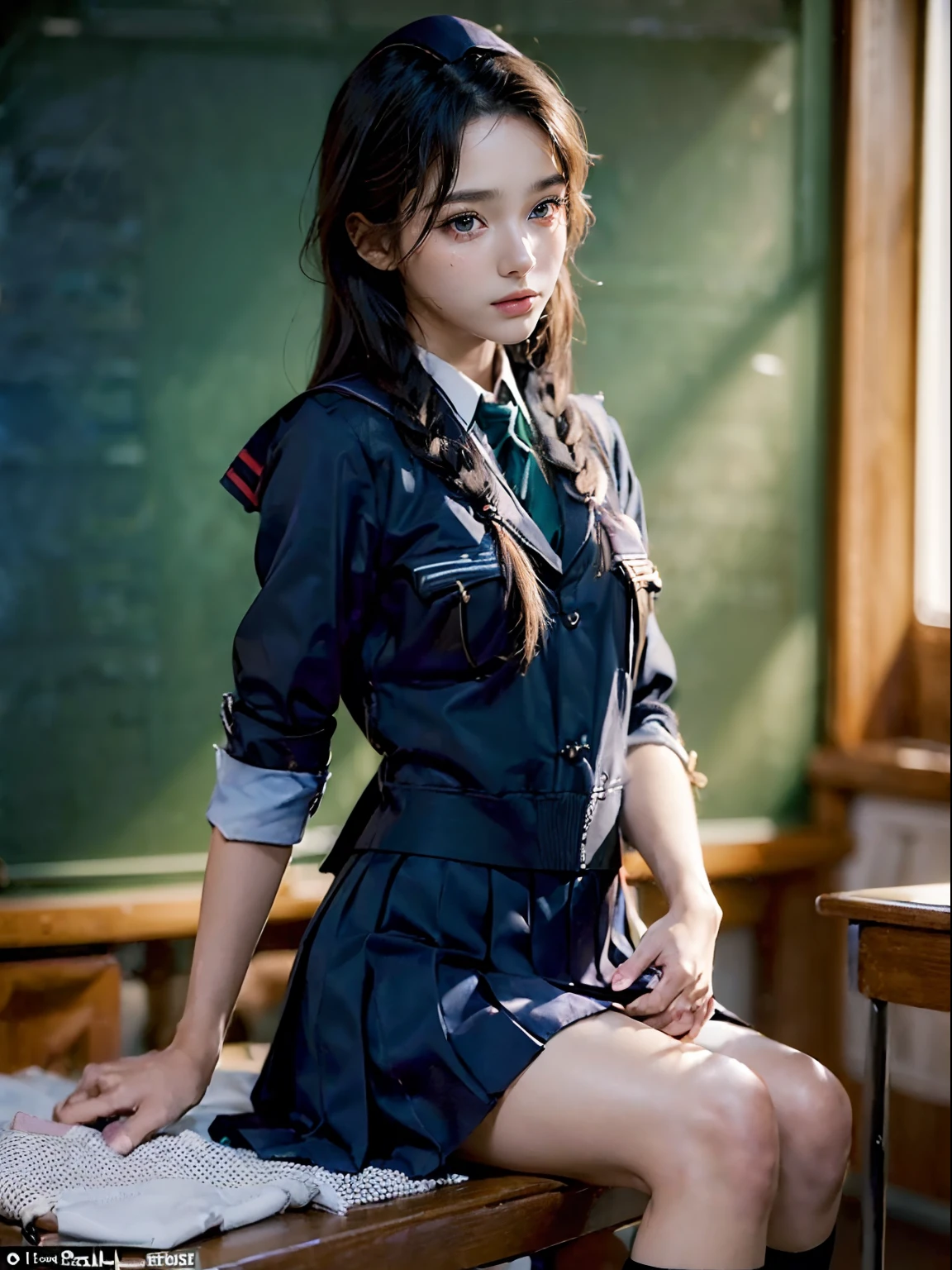(((Dressing:1.8, shool uniform:1.8))), Sit deeply on the couch, 1girl in, 18year old, 7headed body, Ideal ratio body proportions, erectile nipple, Medium Hair, With bangs, A dark-haired, small tits, A slender, Small buttocks, beauty legs, Skinny Legs, surrealism, Cinematic lighting, depth of fields, One-person viewpoint, F/1.8, 135 mm, nffsw, masutepiece, ccurate, Anatomically correct, Textured skin, Super Detail, high details, High quality, awardwinning, Best Quality, hight resolution, 8K
