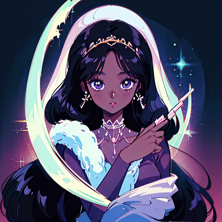 1girl, dark skin, long black silky hair, cultivator, illustration, beautiful pastel background