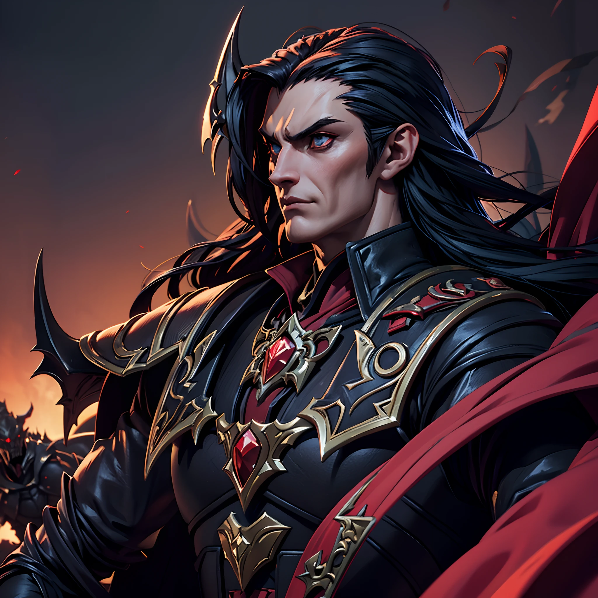 Castlevania Hyper Realistic Shadow Lord Super Detailed Dynamic Shooter The Masterpiece of Lord Dracula Leading Troops Demon Army in Battle Sharp Details Movie Scenes Super Detailed Faces Portrait