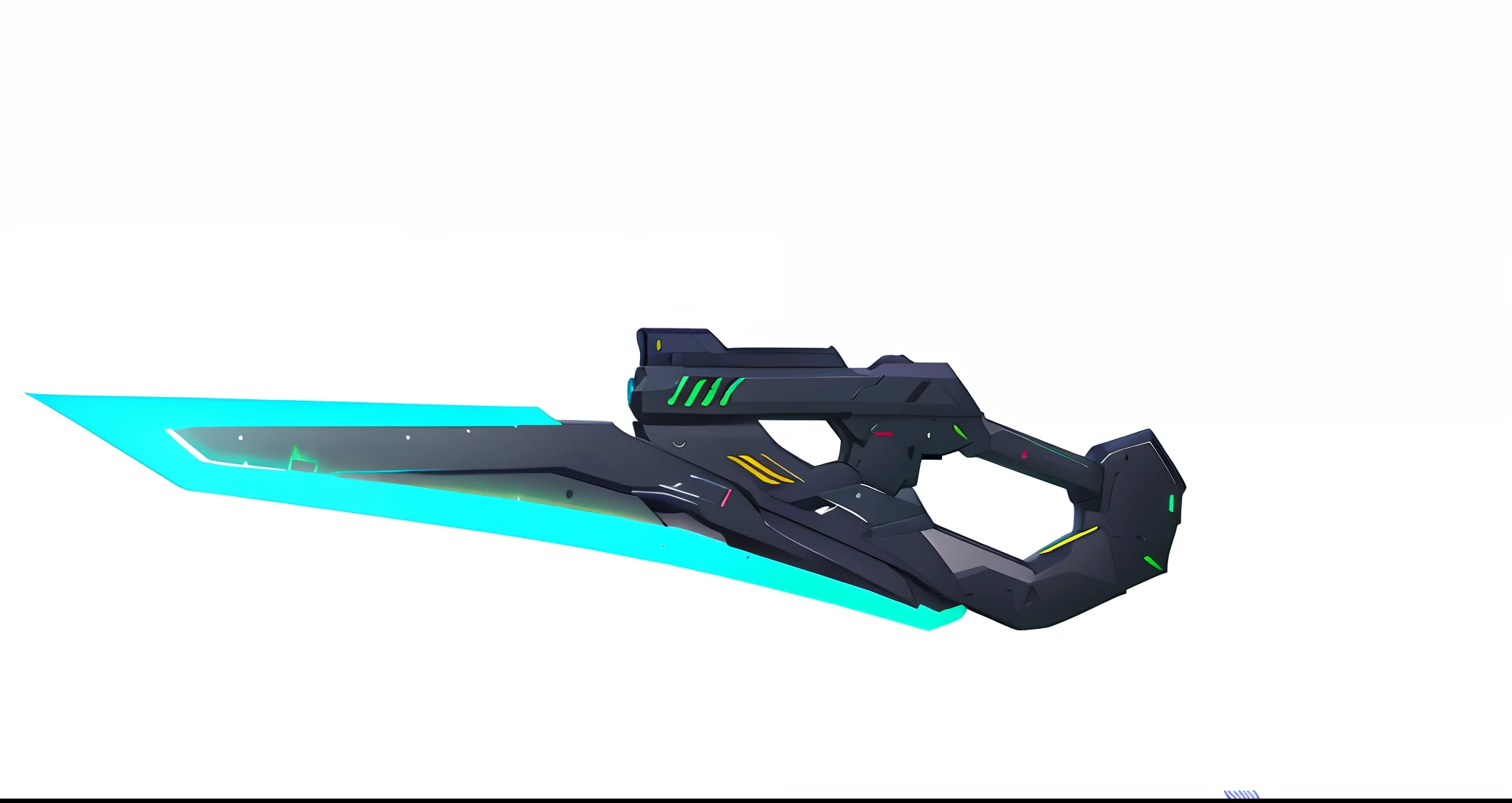 There is a black and green blade，There is a green handle, sci - fi weapon, sci-fi sword, futuristic weapon, Armed with a futuristic crossbow, energy rifle, futuristic weapon shotgun, blade design, holographic blade!, laser rifles, futuristic assault rifle, futuristic gun, Weapon design, gauss rifle, pulse rifle, laser rifles, pulse rifle