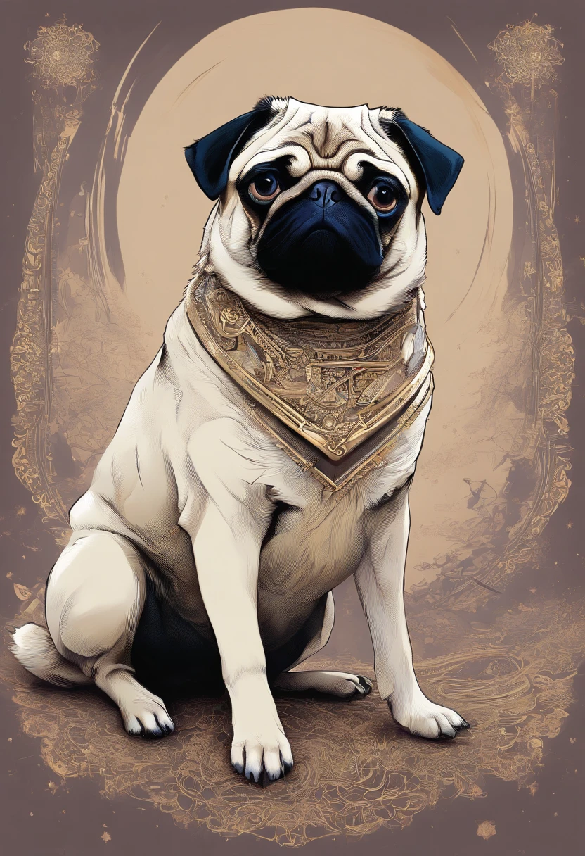 pug，Fractal style of dogs、tmasterpiece、top-quality、high high quality、A high resolution、16 k、primitive、超A high resolution、The ultra-detailliert、detaile、Extremely delicate and beautiful、A highly detailed、