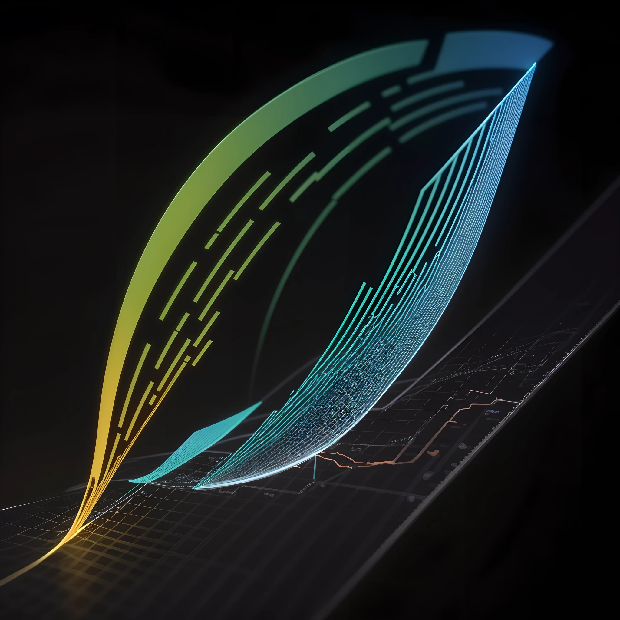 Engaging 3D visualization featuring stunning graphs、glinting