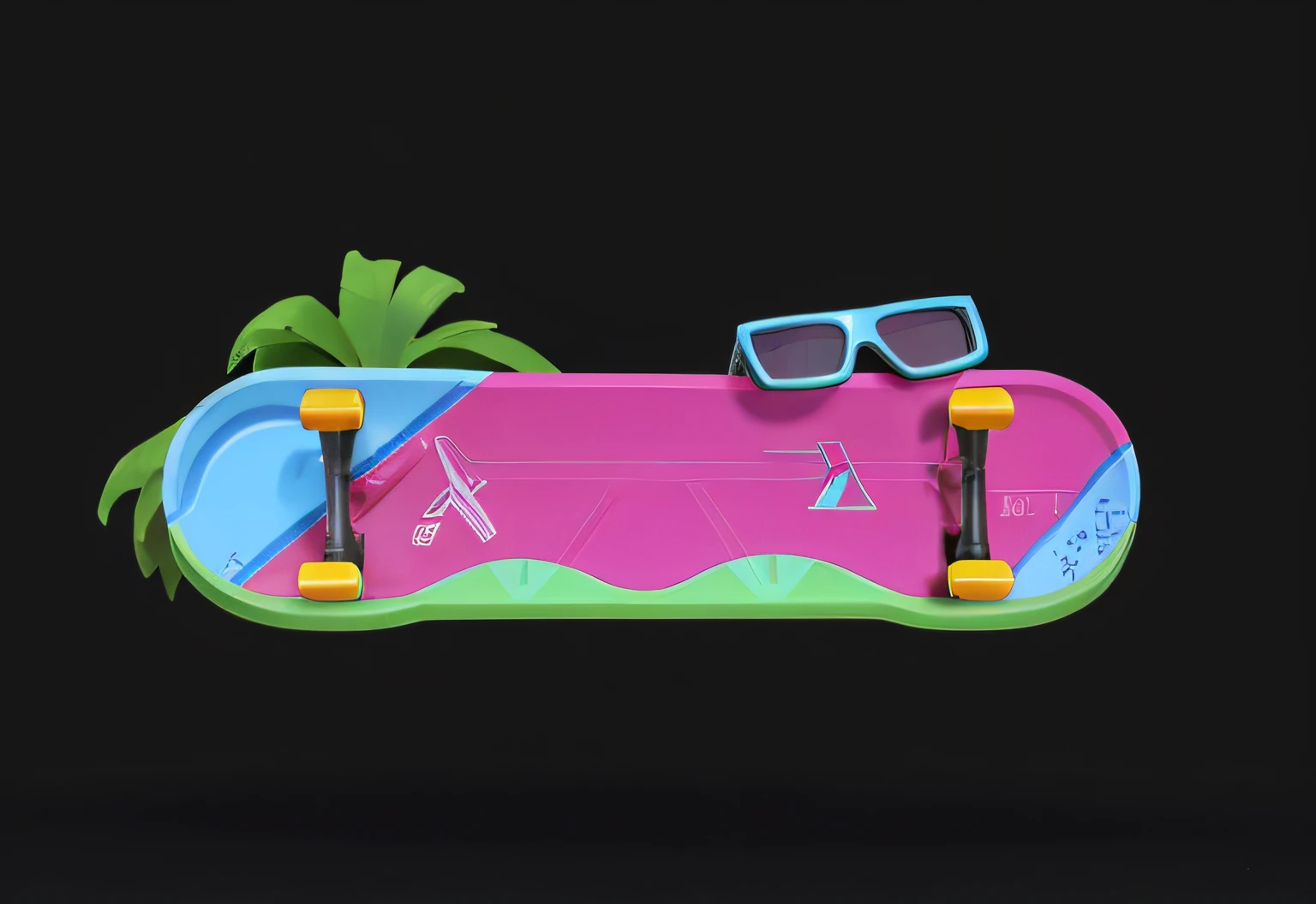 Close-up of a skateboard wearing sunglasses, skateboards, detailed skateboard,