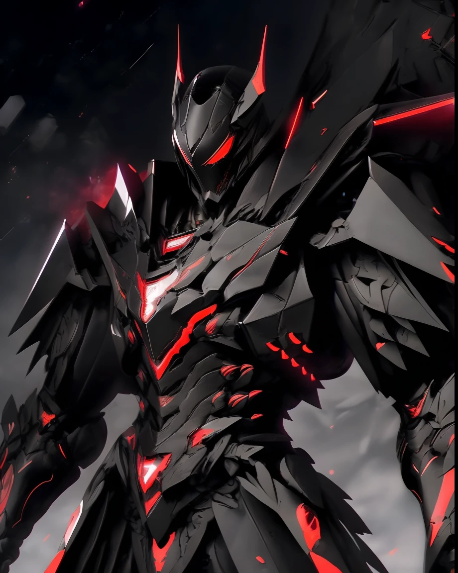 a close up of a person in armor with a red light, black and red armor, futuristic armor, black armor, dark armor, black and red reflected armor, corrupted armor, holy armor, red armor, demon armor, dark futuristic, intricate assasin mecha armor, angular metal armor, minimal design armor style, wearing futuristic armor, mecha suit