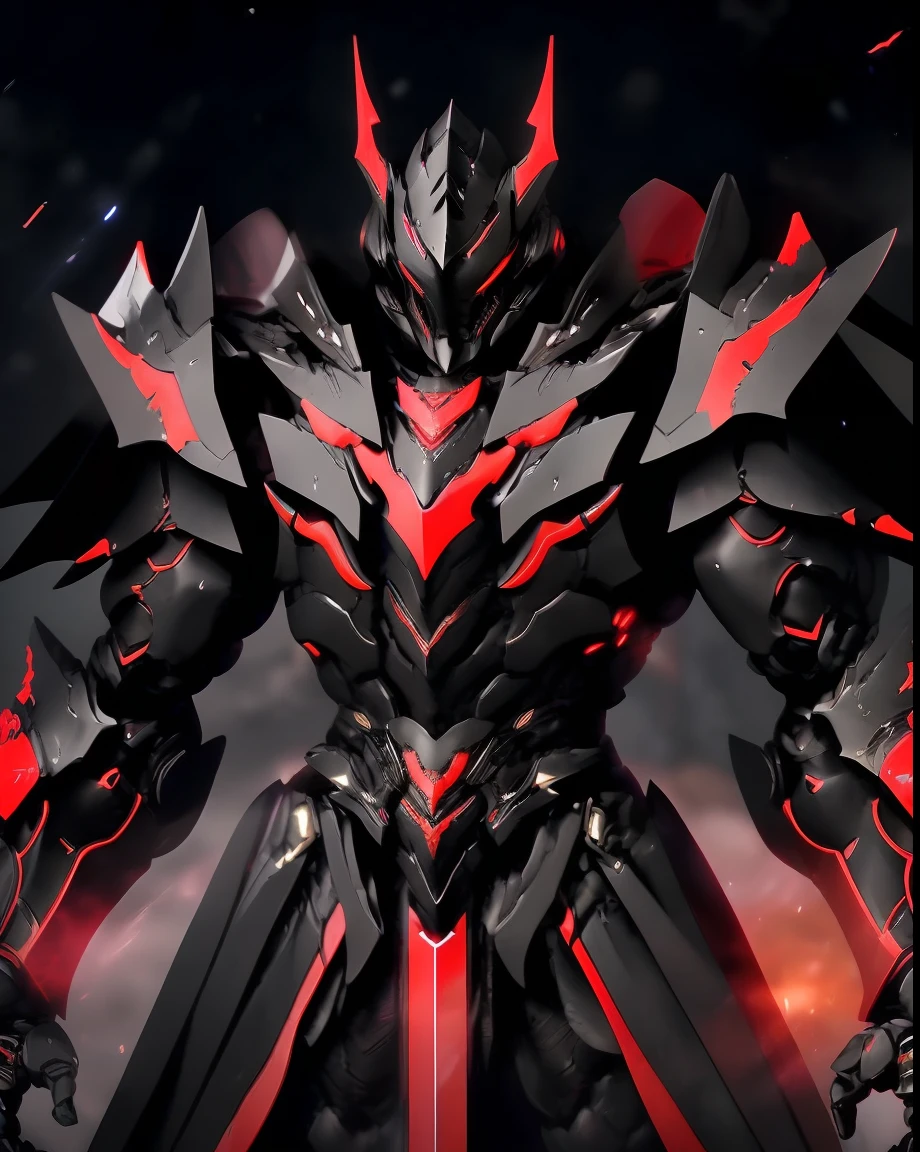 a close up of a person in armor with a red light, black and red armor, futuristic armor, black armor, dark armor, black and red reflected armor, corrupted armor, holy armor, red armor, demon armor, dark futuristic, intricate assasin mecha armor, angular metal armor, minimal design armor style, wearing futuristic armor, mecha suit