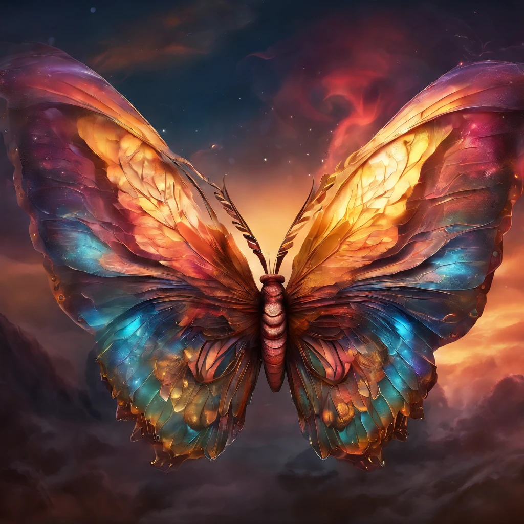 Front view, A colorful butterfly is surrounded by layers of hurricane clouds, Black background, Ultra photo realsisim, Lots of details, Cinematic light, 4K