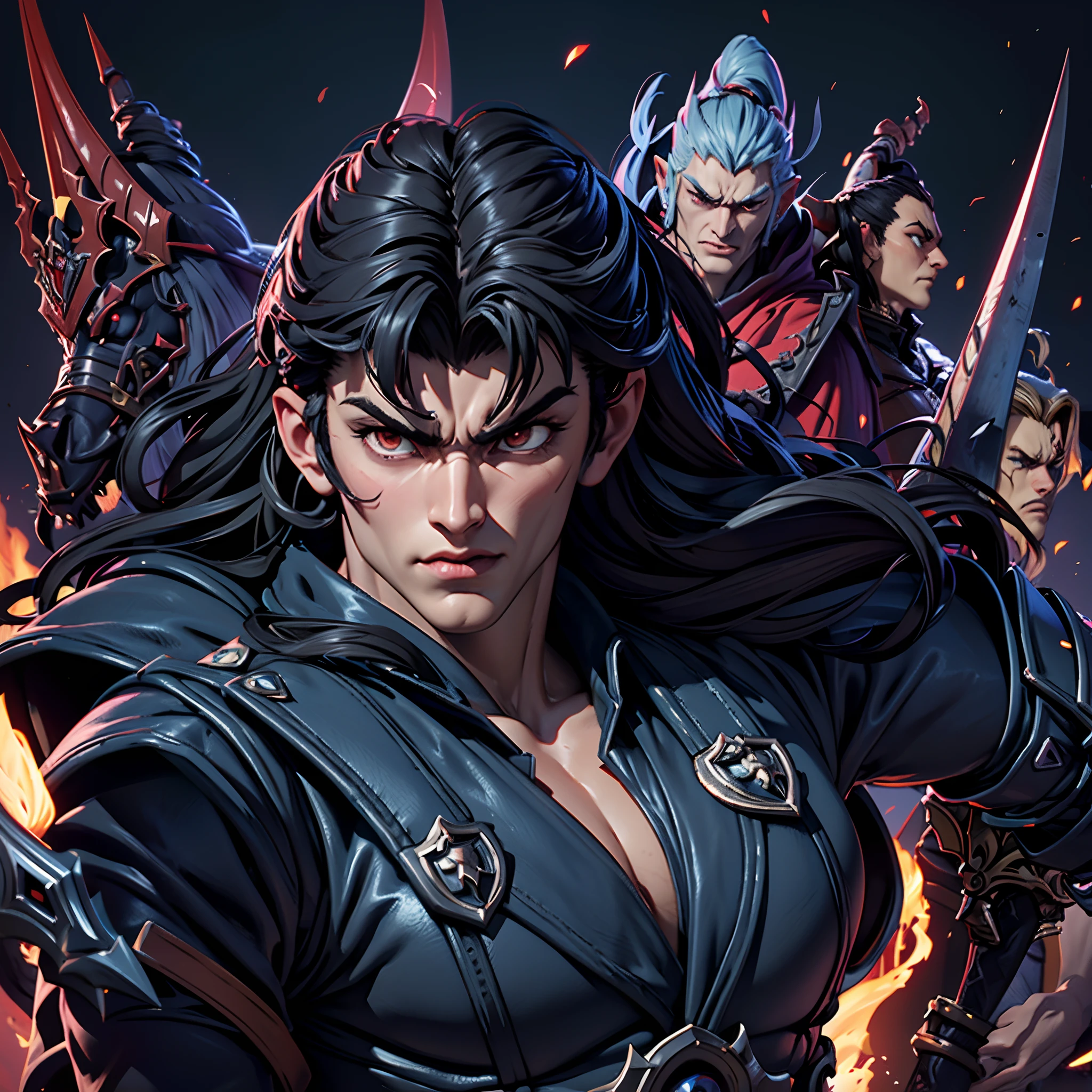 Castlevania Hyper Realistic Lord of Shadows Super Detailed Hokuto no Ken Kenshiro Muscular Style Dynamic Shooting Lord Dracula's Masterpiece Leading the Troops Demon Army into Battle Sharp Details Movie Scenes Wide Environment of War