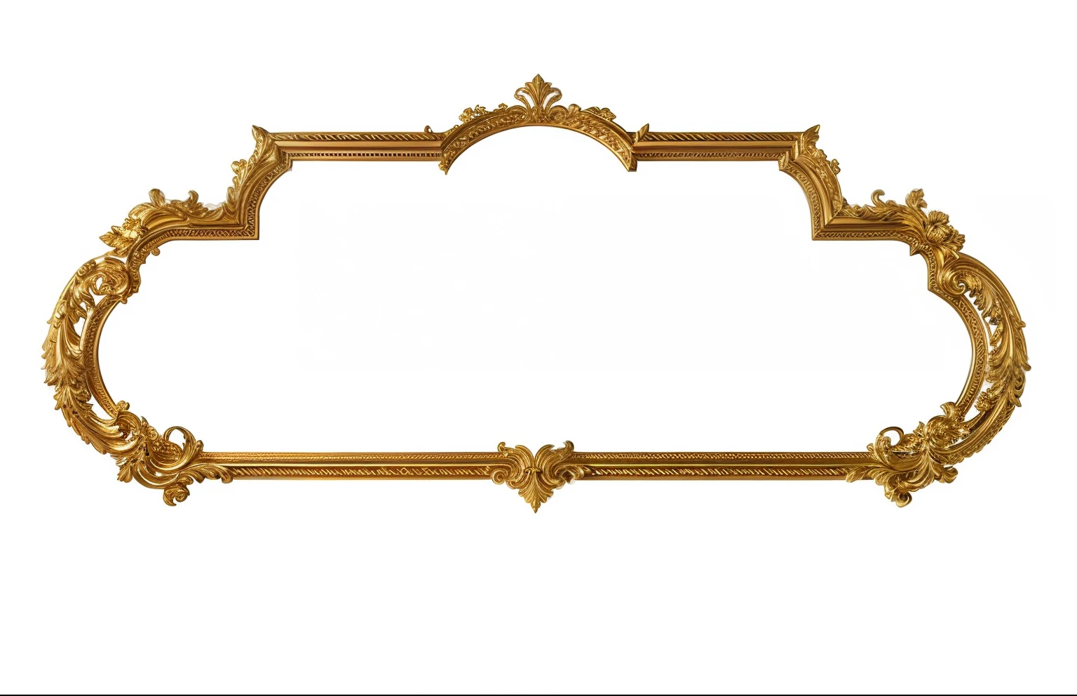 Close-up of gold frame on white background, ornate border + concept-art, ornate gold border, golden frame, ornate gold, ornate frame, gold framed, thin intricate art nouveau frame, intricate art nouveau frame, movie frame, Wide frame, fractal frame, ornate border, intricate art nouveau frame, Golden decoration, art piece frame, tall thin frame