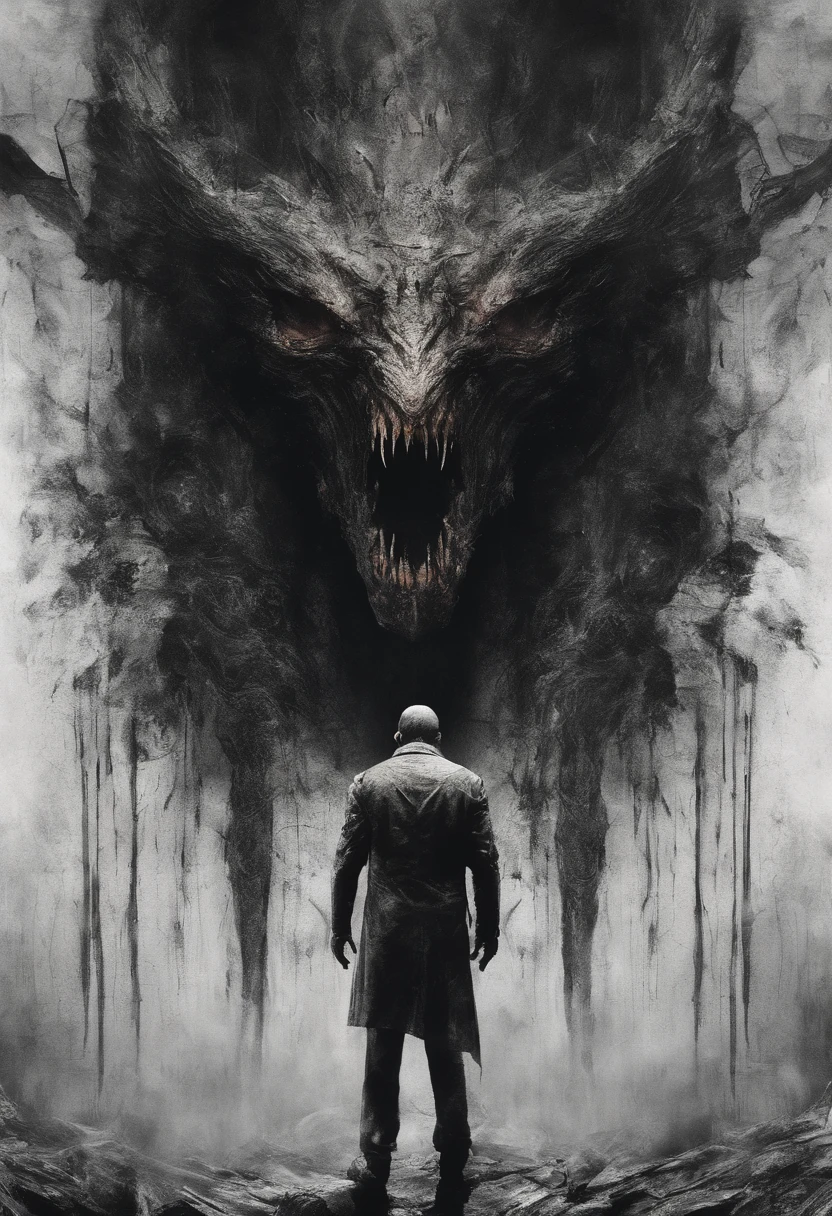A monster whispering to a man