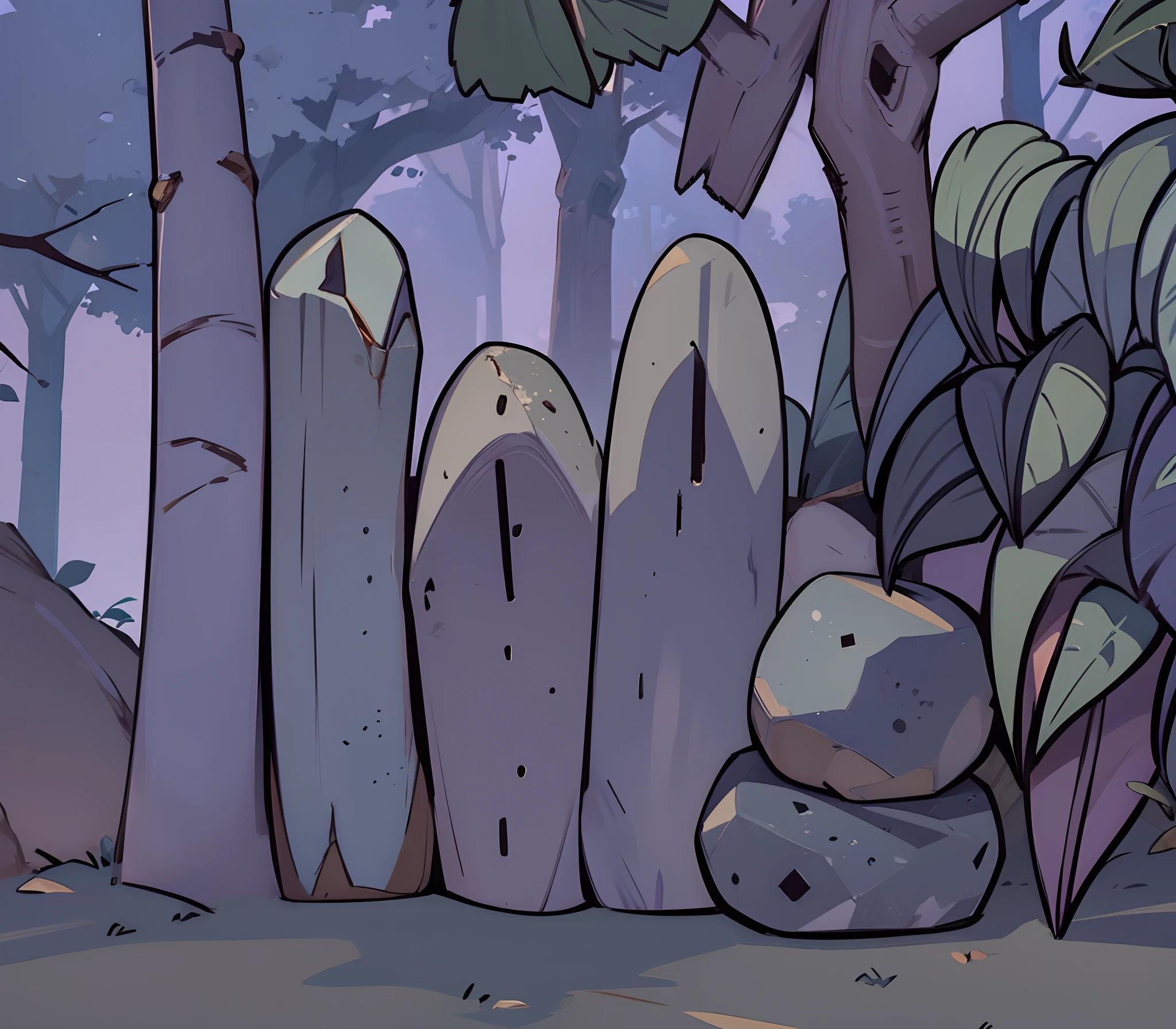 regular gray stones under the tree