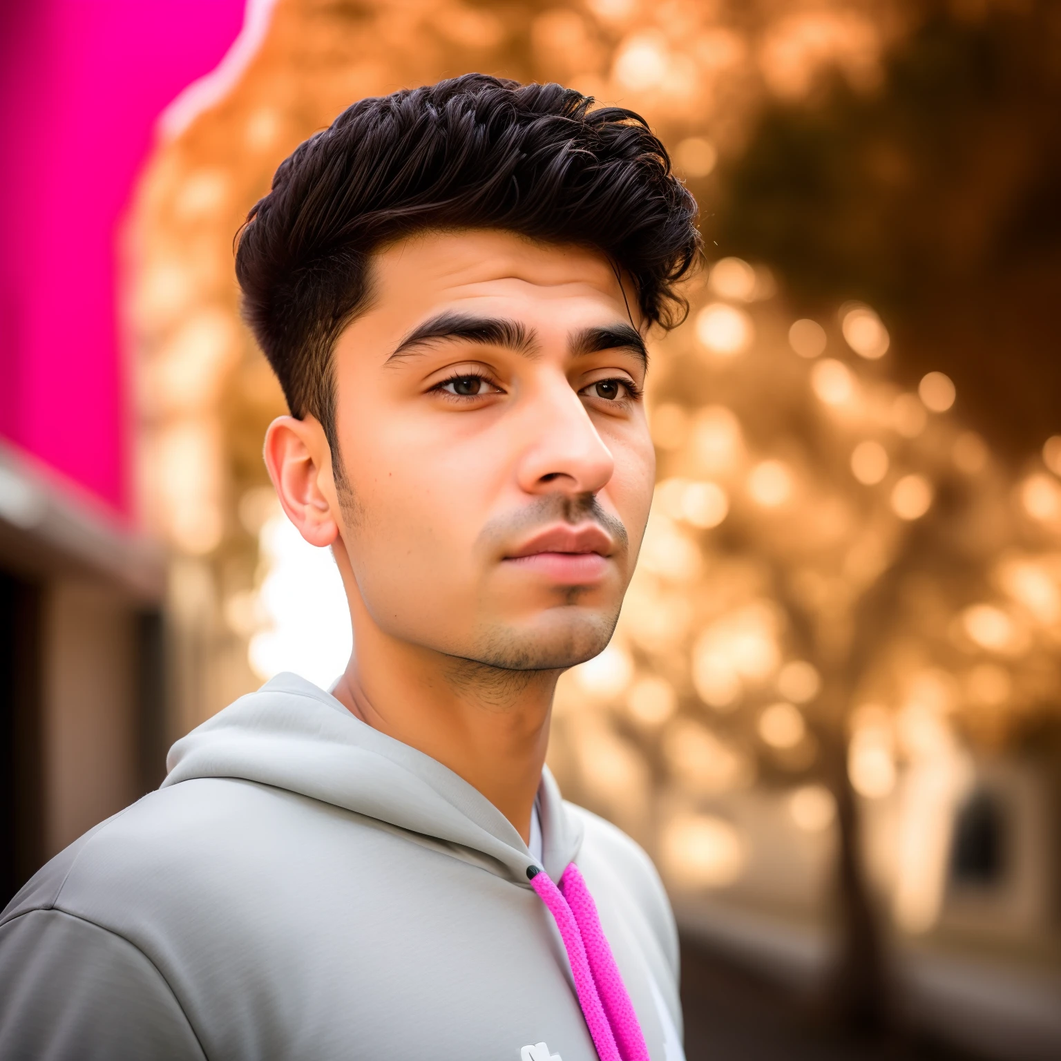 arafed man with a tie and a pink hoodie, color photograph portrait 4k, portait photo profile picture, with accurate face, portrait shot 8 k, color portrait, high quality portrait, soft portrait shot 8 k, profile photography, shot on nikon z9, facebook profile picture, mohamed chahin style, edited in photoshop, photography portrait 4 k