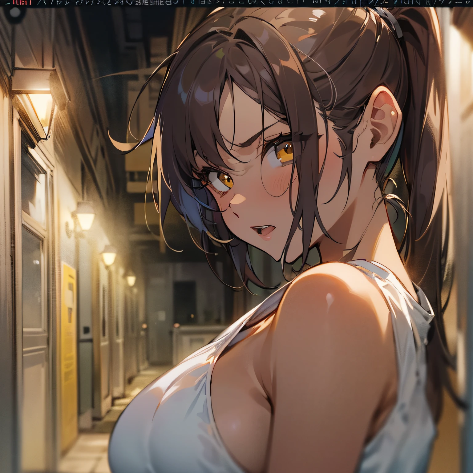 (Highest quality:1.2, Attention to detail, masterpiece:1.2, Best aesthetics), (1 girl), Cowboy Shot, Huge breasts、 ((Playboy Bunny, Fishnet tights:1.2, Bunny ears, ハイレグ leotard, 黒leotard:1.1, leotard)), (Black Hair, Long Hair, Asymmetrical bangs, Dark brown eyes), 美しいAttention to detail目, Beautiful lip detail, Highly detailed face, Detailed Fashion, elegant, luxury, High quality fabric, Shine, Shine, smile, Random Pause, Dutch Angle, bar, Nightclub, night, Dramatic lighting, Cinematic, Bright colors, Intricate details, Chiaroscuro lighting、(topless:1.9)、(Nipples:1.0)、(Areola:1.2)