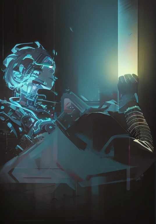 ((La mejor calidad)), ((obra maestra)), (muy detallado:1.3), ...............................................................................................................................................3D, Beautiful (cyberpunk:1.3) Mujer hacker, peinado corto,pelo corto, Volver al visor, cabello grueso, Terminal de ordenador operativo, Pantalla montada en la cabeza, computer server, Pantalla LCD, fiber optic cable, Logotipo de la empresa, HDR (High Dymanic Range), Trazado de rayos, NVIDIA RTX, Super resolution, Irreal 5, Subsoil Scatter, Textura PBR, Post-procesamiento, Anisotropic filtering, profundidad de campo, maximum sharpness and sharpness, Texturas multicapa, Albedo y Highlight Maps, Sombreado de superficies, Accurate simulation of light-material interactions, proporciones perfectas, Renderizado de octanaje, duotone lighting, ISO bajo, balance de blancos, Regla de los tercios, amplia apertura, 8K RAW, efficient sub-pixels, sub-pixel convolution, glow particles, dynamic  pose