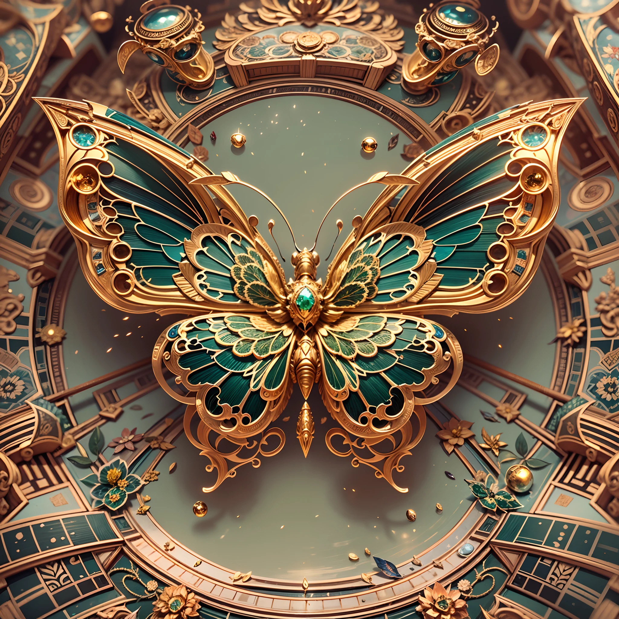 in a panoramic view,photorealestic,A giant golden mechanical butterfly flies through space,The modular composition of the whole body gold machinery,Gold and precious metal casting,The colorful wings are made of gold thread,It features charming Ottoman decorative motifs,Set with luxurious gemstones in a variety of colors,High-tech wings,Tail bomb propulsion,Decorated with diamonds,The huge wings are densely covered with extravagant ornaments,Giant mechanical butterfly,Fly over the galactic starry sky,There are fighters around,Perfectcomposition,the detail,The light and shadow work best,HighestQuali,This CG-rendered realistic painting gives a grand scene and visual impact,Let the viewer feel a wonderful and magnificent sci-fi world。Epic,detail-rich,It forms a spectacular sight,Use Pixai to bring powerful AI models to life, Show the limitless creativity and possibilities of our imagination. Experience the future of the cityscape at Pixai,Immerse yourself in a visionary world of art,the detail, Masterpiece, Best quality, 8K, (Oily skin, cell-shaded:1.3), line art in colour, (The art of Maciej Cuciara:1.15), art of greg rutkowski,Intricate details, finetextures, Surreal,Perfectcomposition,A detailed,Cinematic texture,realisticlying,photorealestic,HighestQuali,,Version tone mapping, highly detailed, Smoothness, Sharp focus, Beautiful illustration, Epic effect,photore, The light from the back window is backlighted, 动态照明, Mist, 复杂, filmgrain, professinal,,Volumetriclighting, subsurfacescattering, Good highlights, Good shadows, cinematic ligh,Beautiful studio soft light,rim-light,ellegance,beatiful background,rendering by octane,HR Giger style,8K,top Quority,tmasterpiece,illustratio,smooth and beautiful,highly detailed,CG wallpaper,(realisticlying,Fidelity:1.37),outstanding,Exquisite details,tmasterpiece