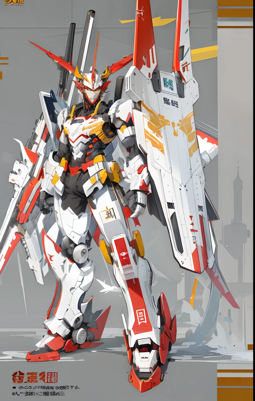 8k,k hd,Basic characteristics of tanks and aircraft,Machine armour wind,succinct,Handsome,Domineering,China-style,Chinese dragon style,The turret is mounted on the machine's arm,decolletage,Airplane wings on the back as wings,The robot is red as the main body,Partly yellow