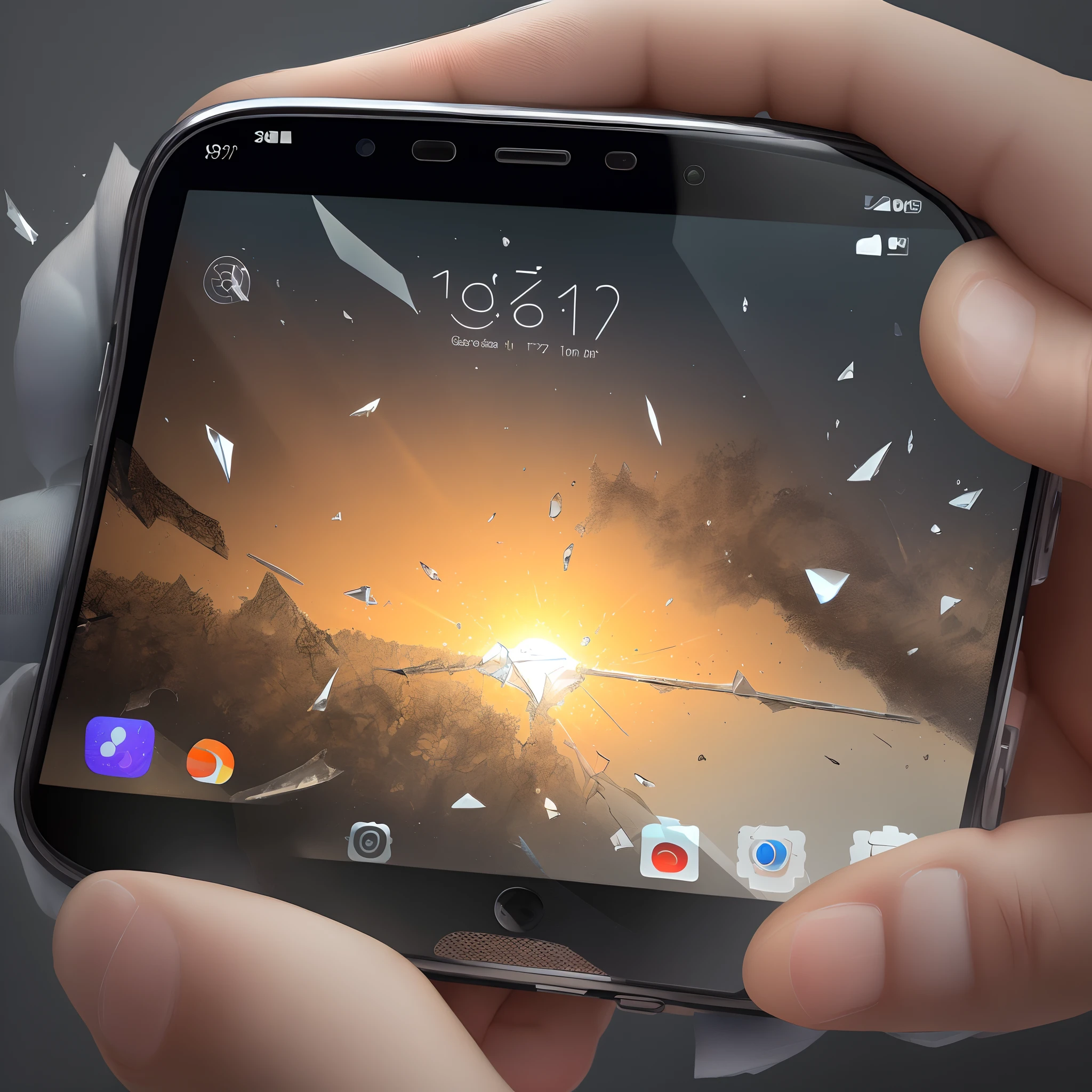 Shattered phone screen