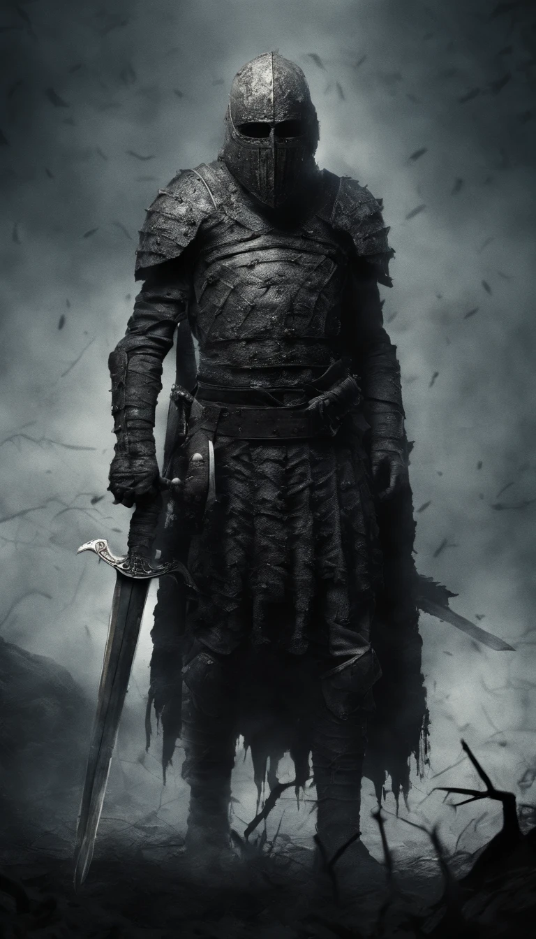 An ancient soldier holding a sword and shield