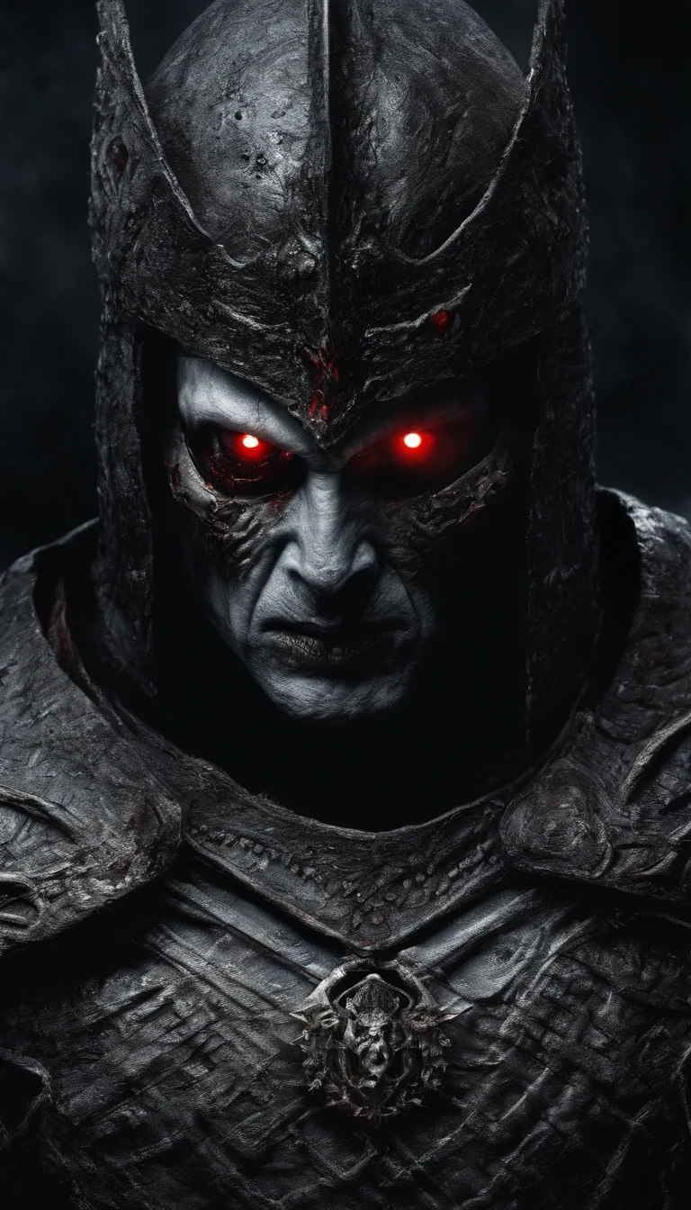 (best quality,ultra-detailed,realistic:1.37),ancient warrior with sword and shield,supernatural art,demonic creature,red glowing eyes,extremely detailed portrait, portrait, warrior, ancient, sword, shield, supernatural, demonic creature, red glowing eyes