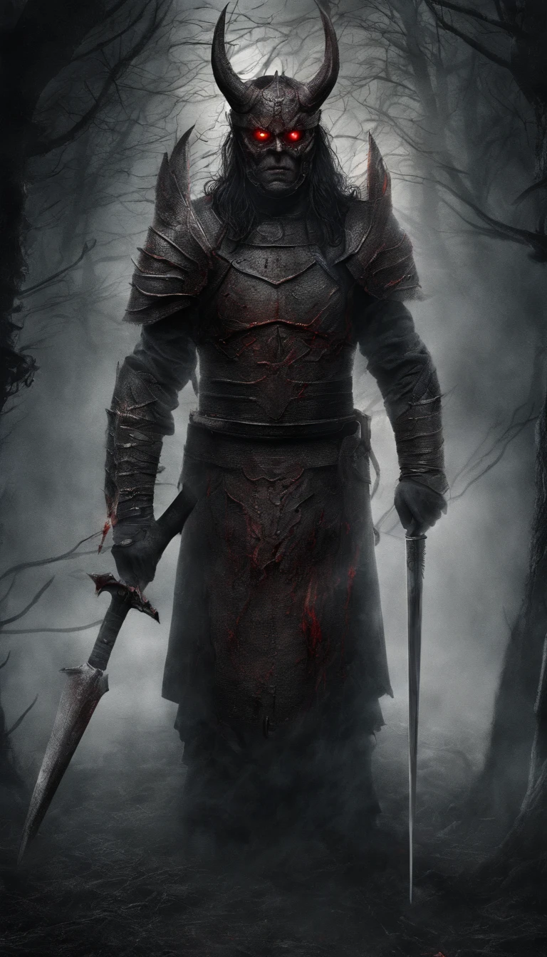 (best quality,ultra-detailed,realistic:1.37),ancient warrior with sword and shield,supernatural art,demonic creature,red glowing eyes,extremely detailed portrait, portrait, warrior, ancient, sword, shield, supernatural, demonic creature, red glowing eyes